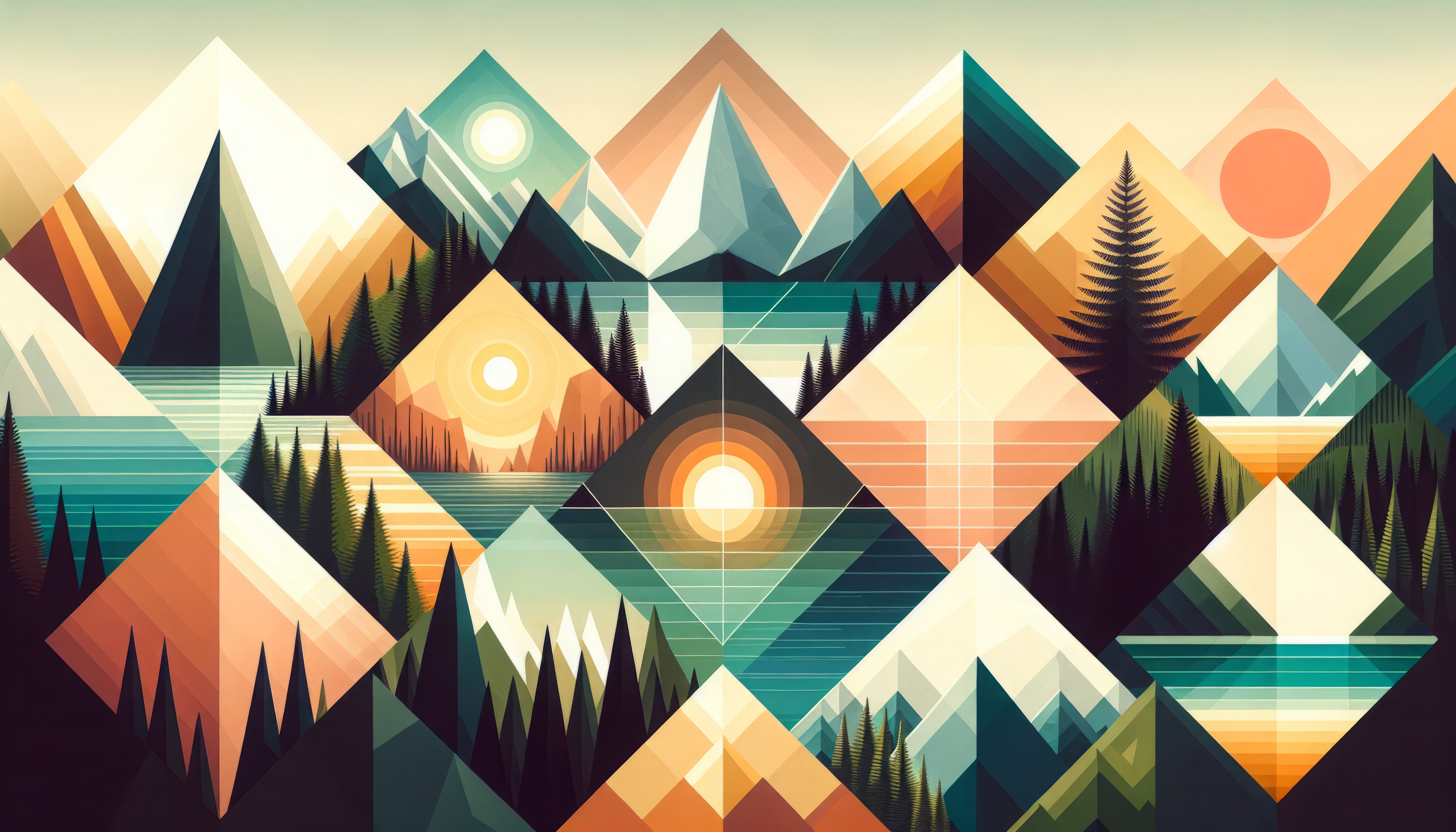 Abstract Polyscape Mountains HD