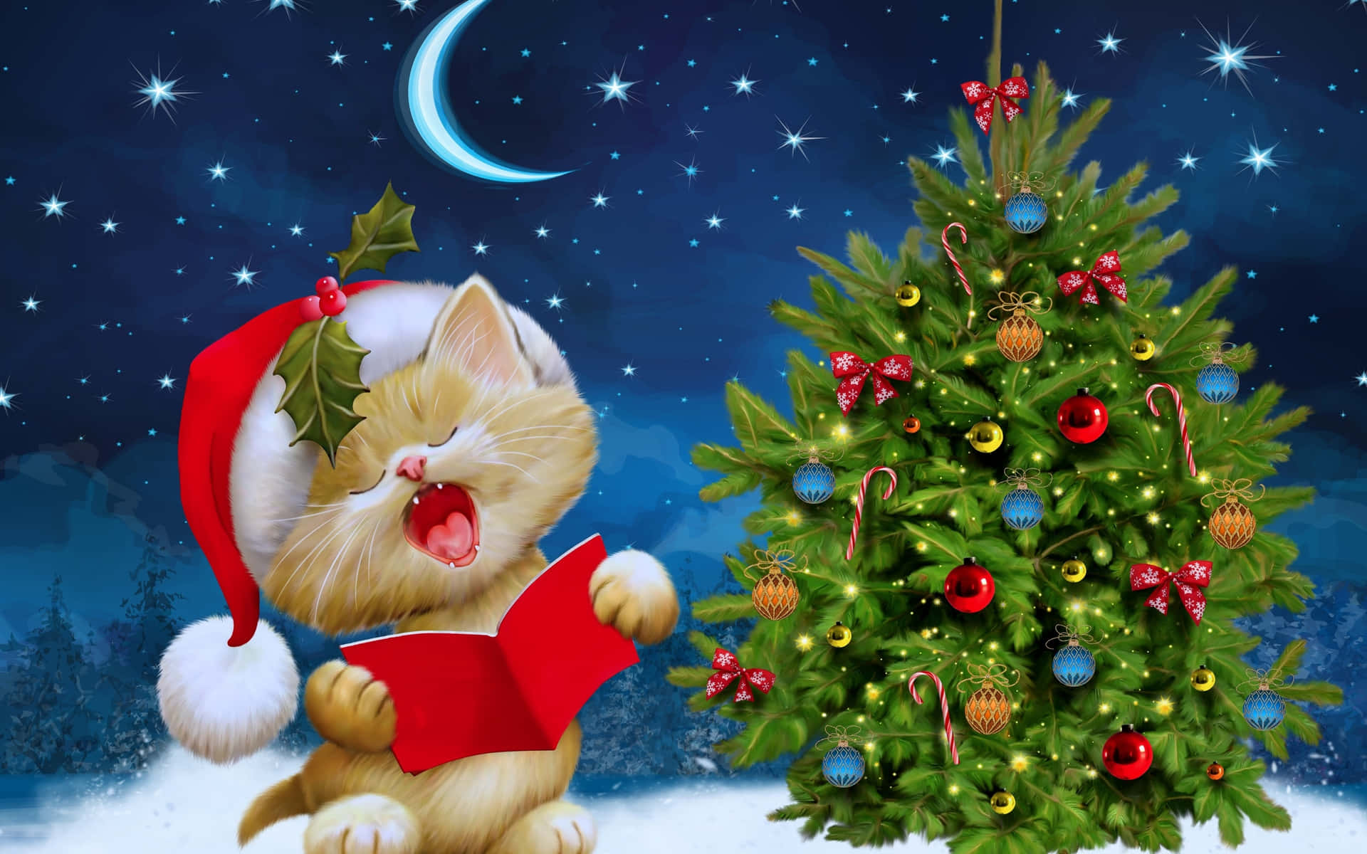 Download A cute laptop decorated for Christmas Wallpaper