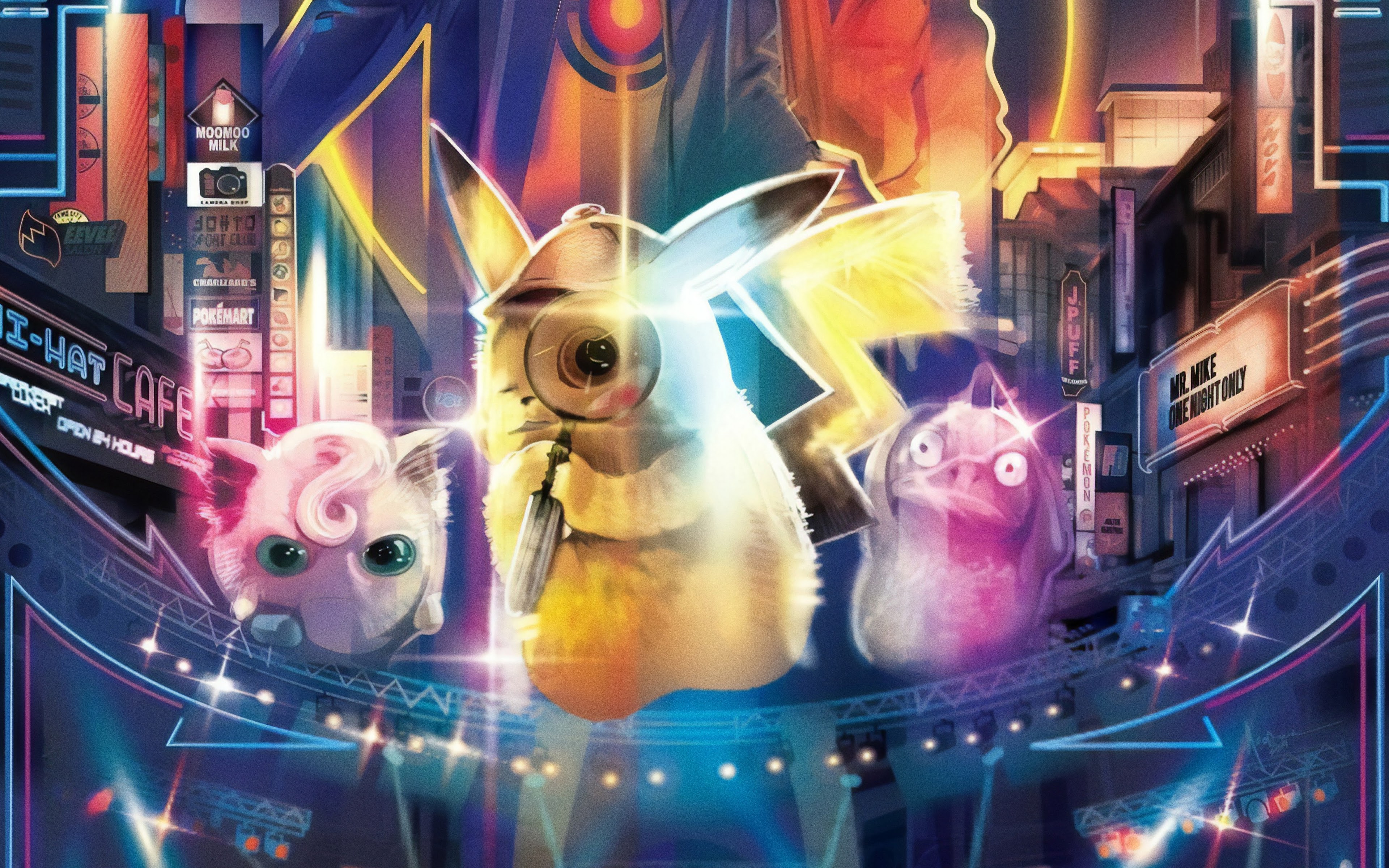 Detective Pikachu Jigglypuff Psyduck 4K Wallpaper