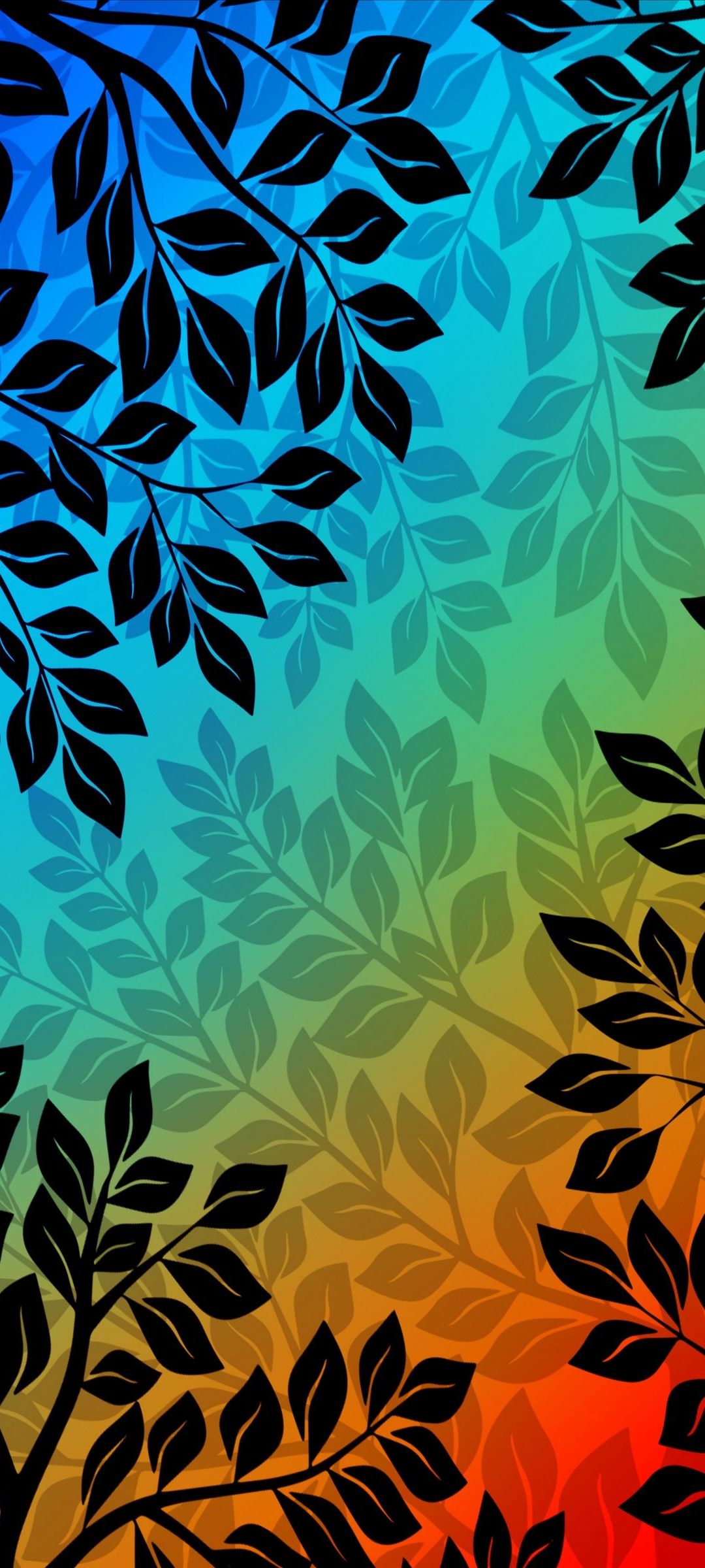 Gradient Leaves Phone Wallpaper