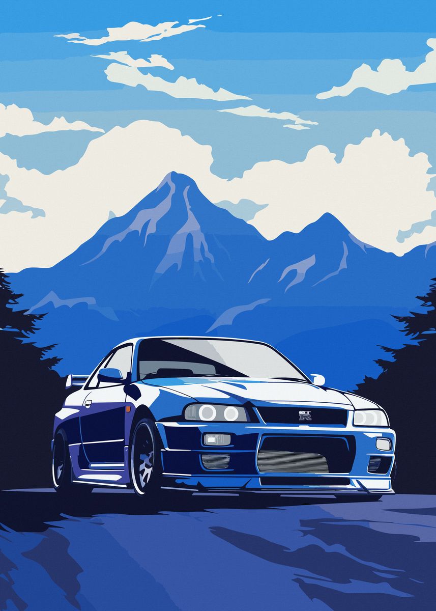 Skyline GTR R34 Tribute' Poster, picture, metal print, paint