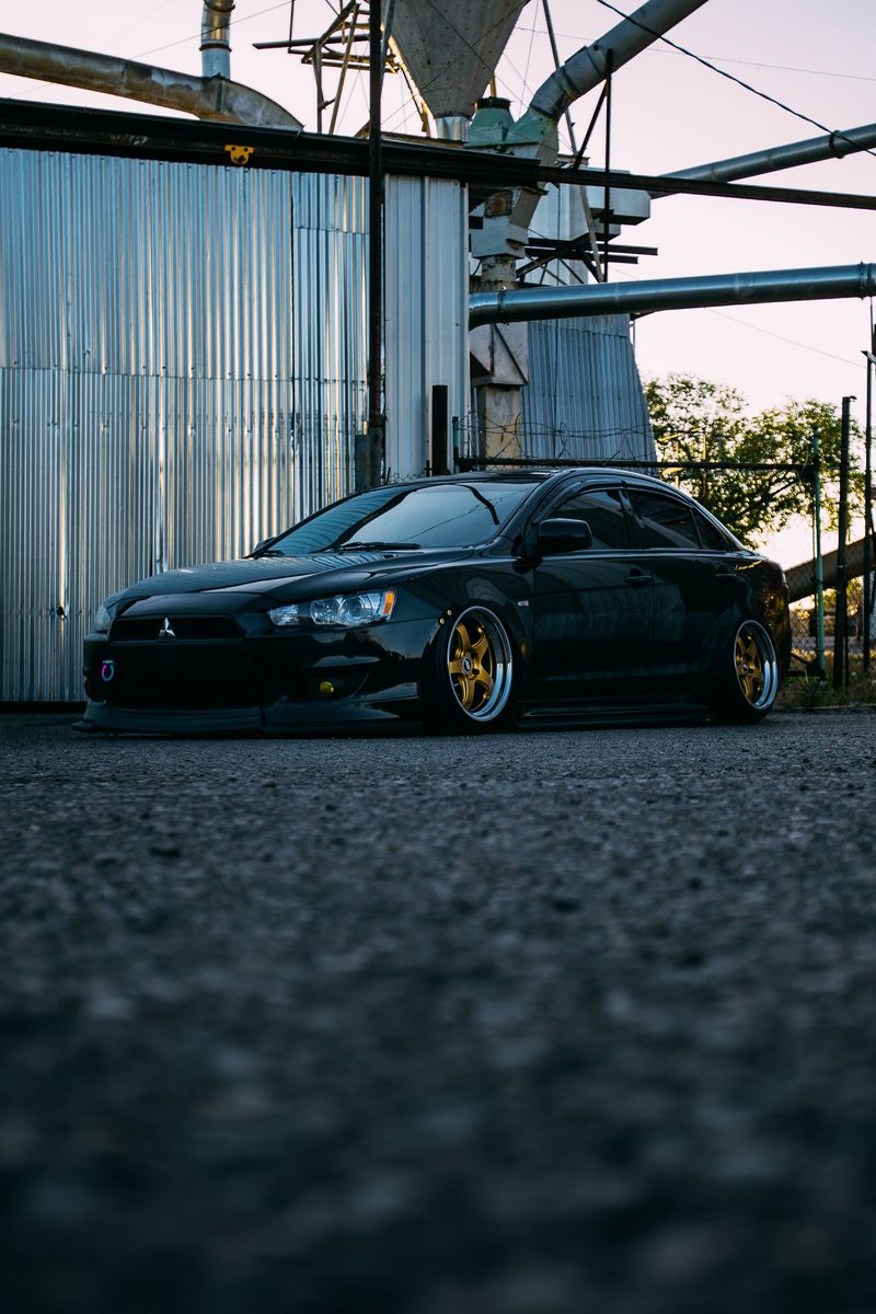Download Wallpaper 800x1200 Mitsubishi, Lancer, Black, Side View Iphone 4s 4 For Parallax HD Background