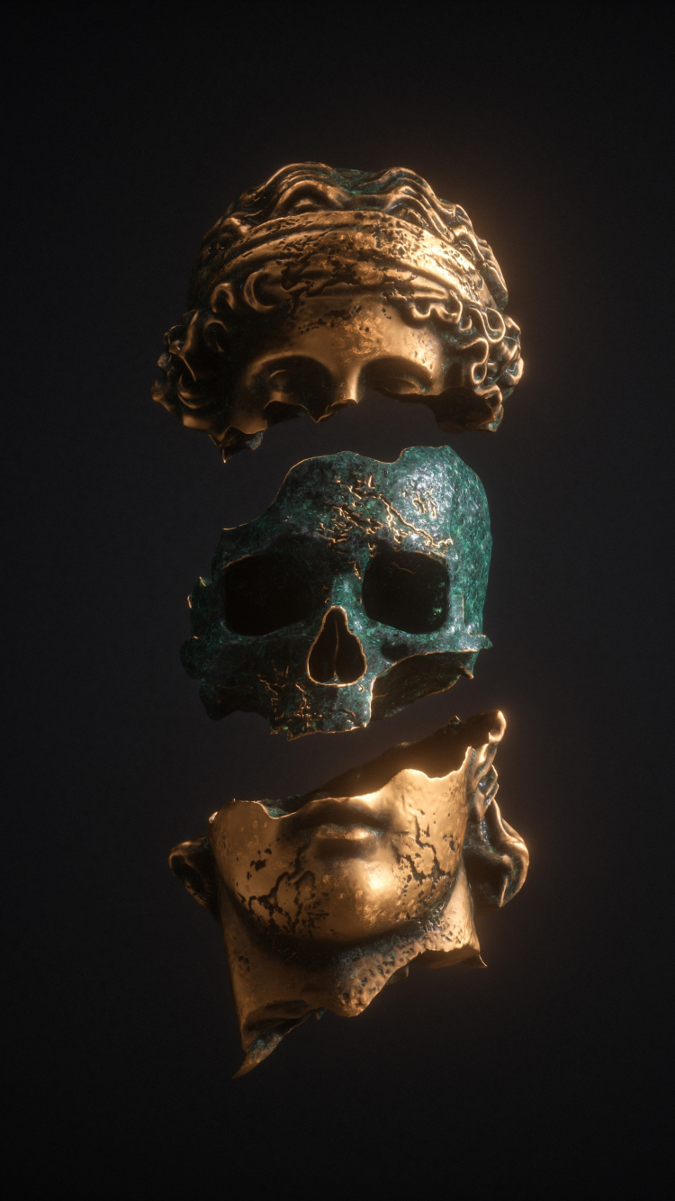 Download wallpaper 750x1334 skull inside statue, art, iphone 7, iphone 8, 750x1334 HD background, 24736