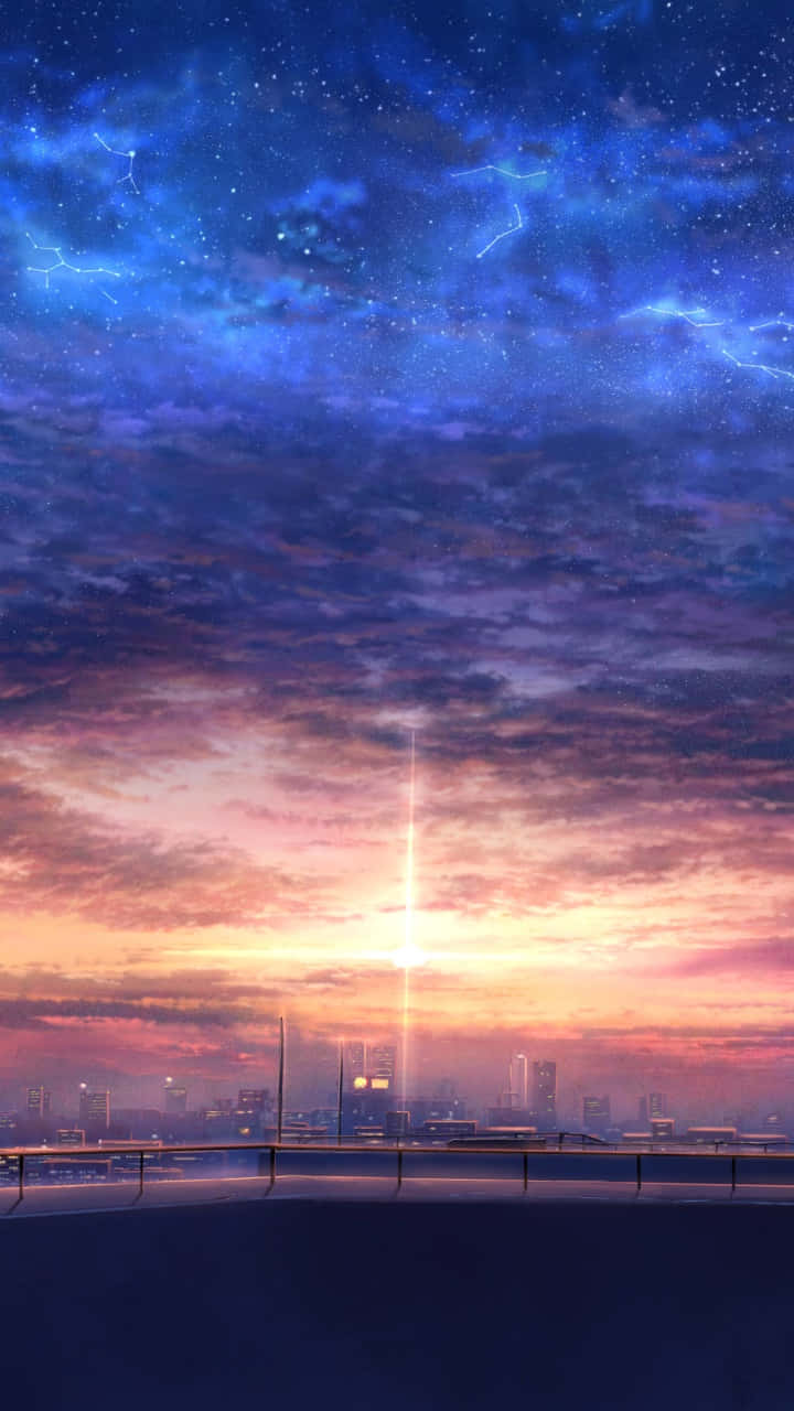 Download Capturing Splendor of an Anime Sunset with iPhone Wallpaper