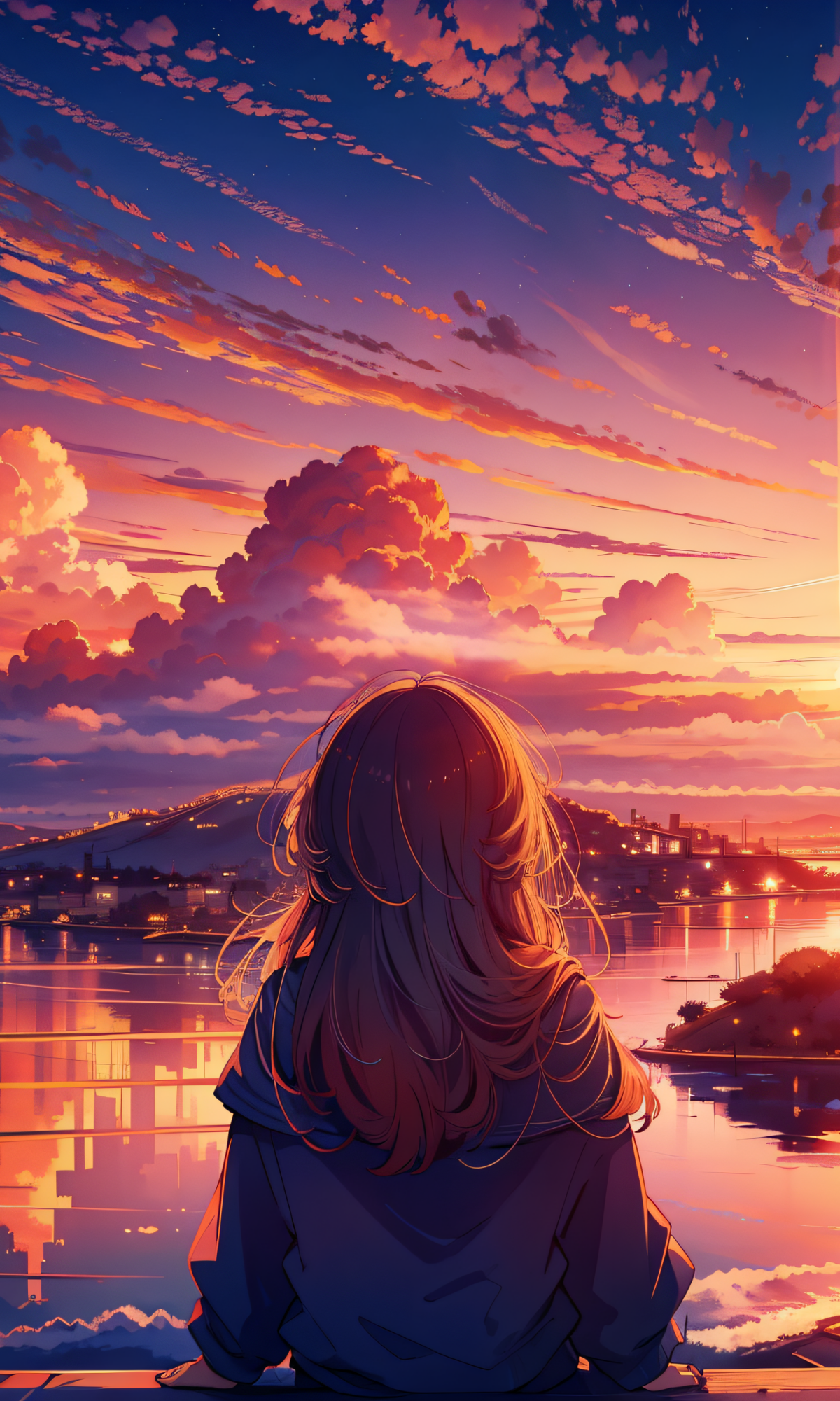 Anime Sunset Phone Wallpaper