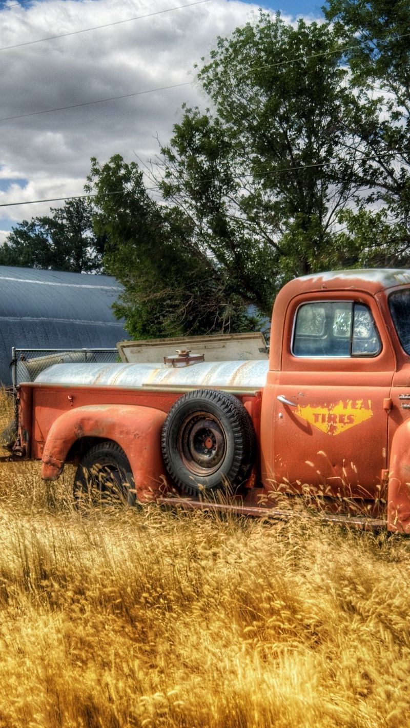 Download Wallpaper 800x1420 Truck, Garage, Field, Farming, Column, Wires, Clearly Iphone Se 5s 5c 5 For Parallax HD Background