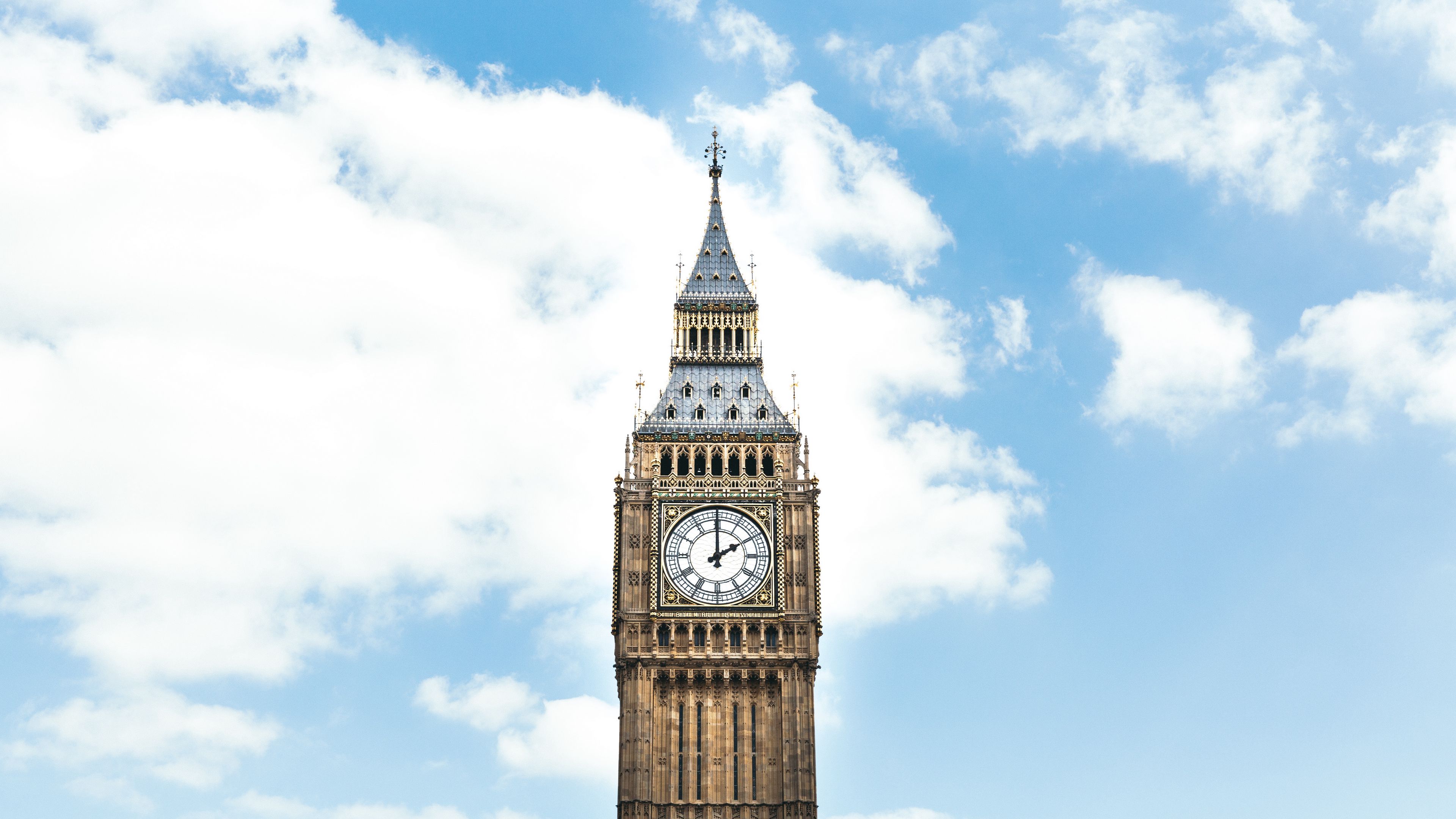 Download wallpaper 3840x2160 big ben, clock, london, england, sky, clouds 4k uhd 16:9 HD background