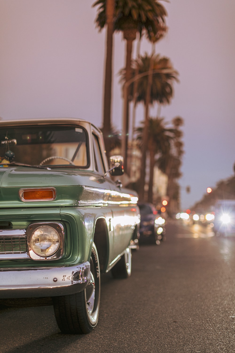 Green classic car photo