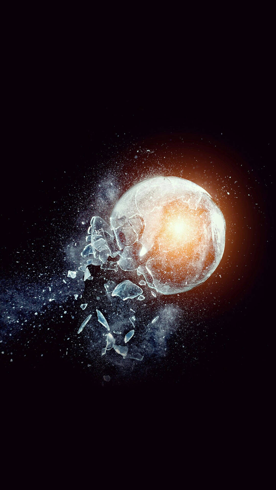 Download Shattered Glowing Crystal Orb Phone Wallpaper