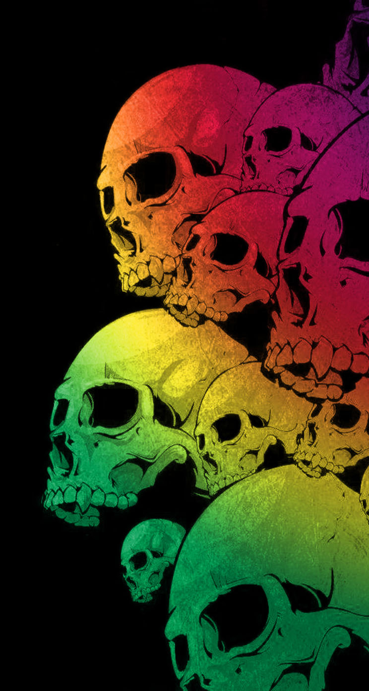 The iPhone Wallpaper Skulls Colorful Black Background