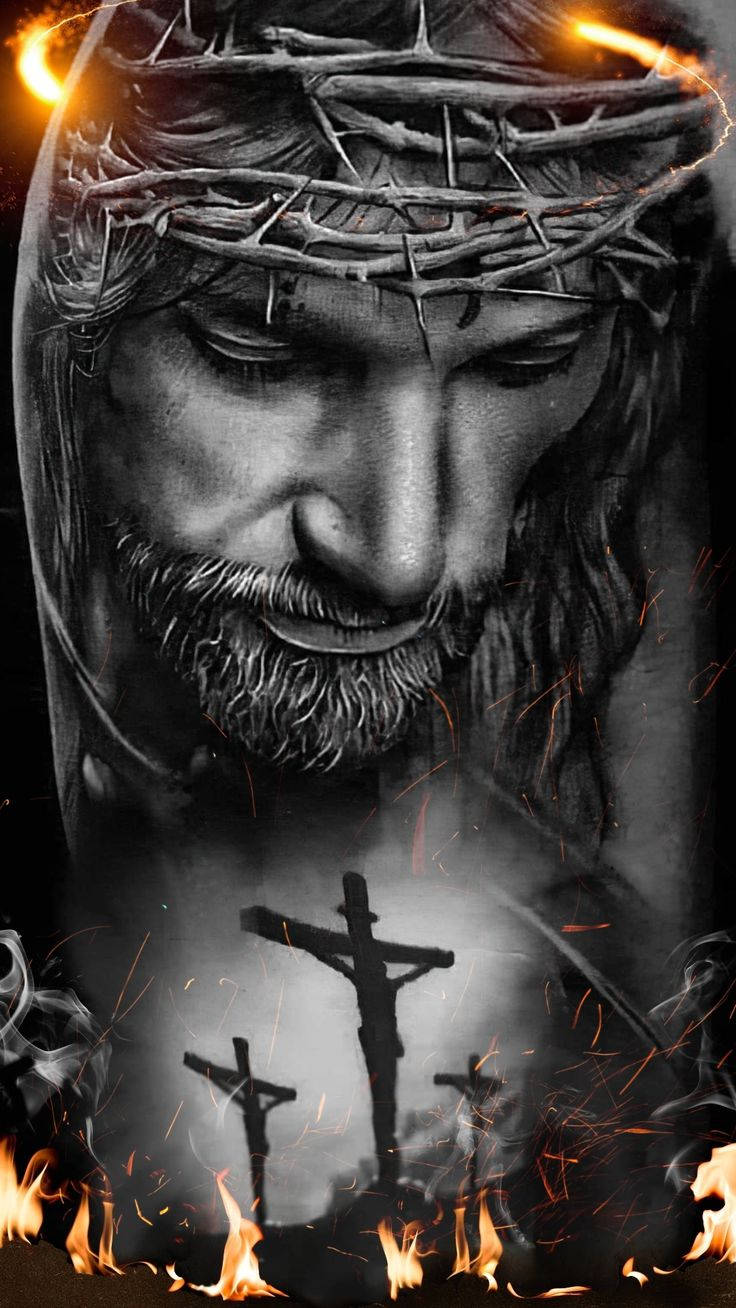 Three Crosses Jesus Phone Wallpaper