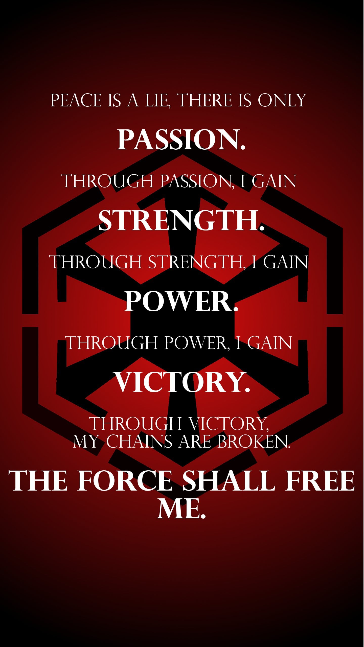 I made some Jedi and Sith code themed wallpaper for phones. Enjoy!