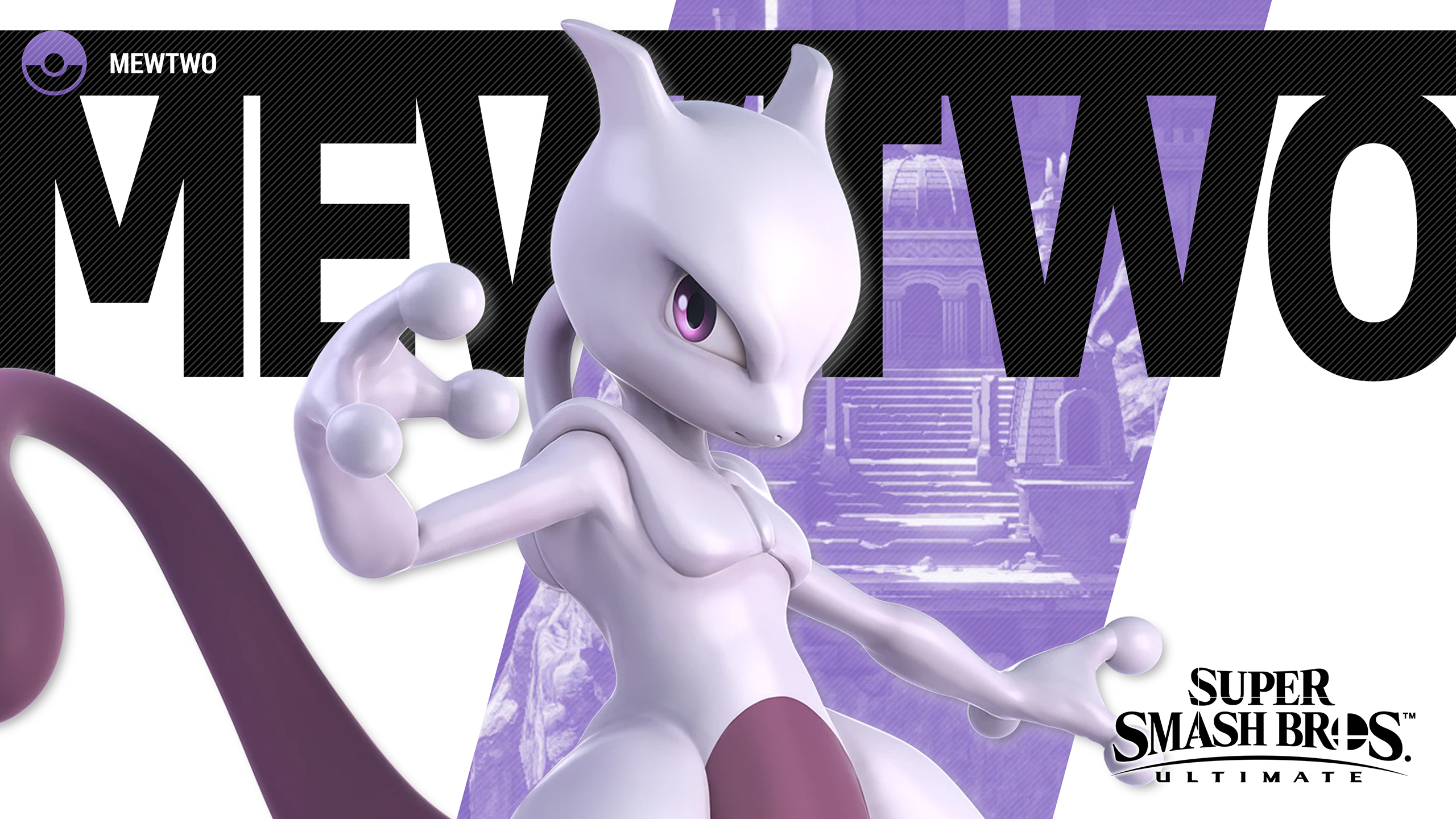 Super Smash Bros Ultimate Mewtwo Wallpaper with Monocle