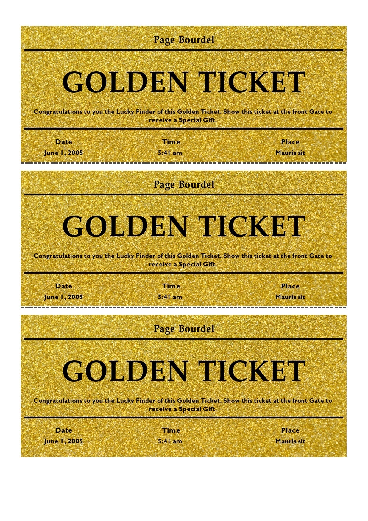 Editable Golden Ticket (Free Downloads)