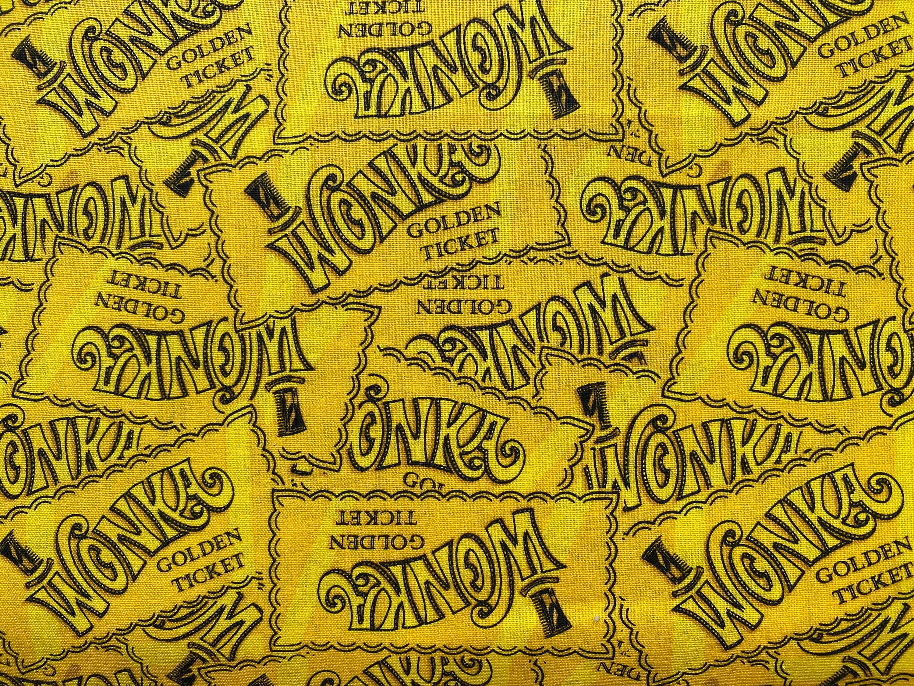 Willy Wonka Golden Ticket Fabric 18 X 21 Fat Quarter