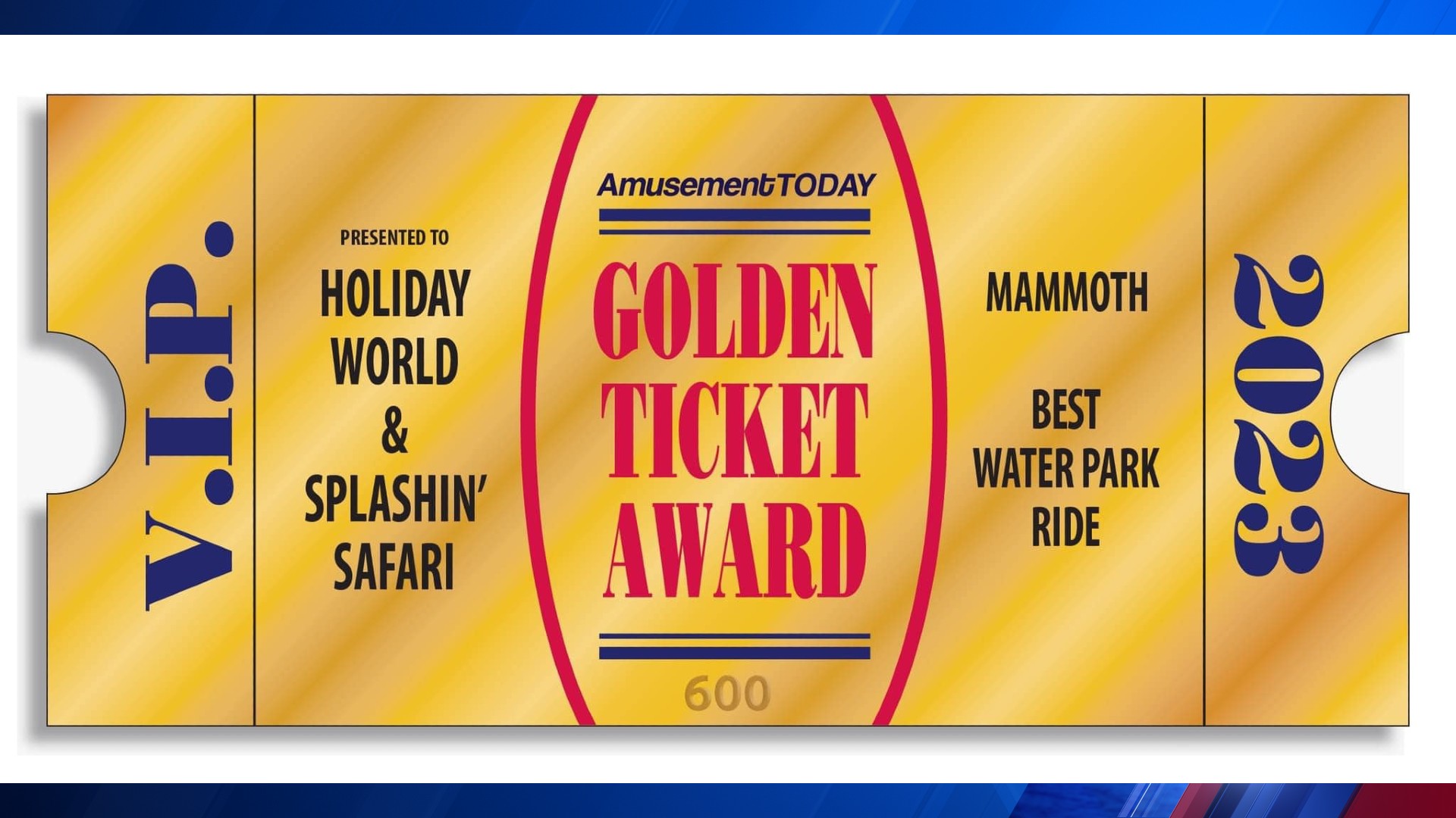 Holiday World & Splashin' Safari brings home another Golden Ticket for Best Water Park Ride