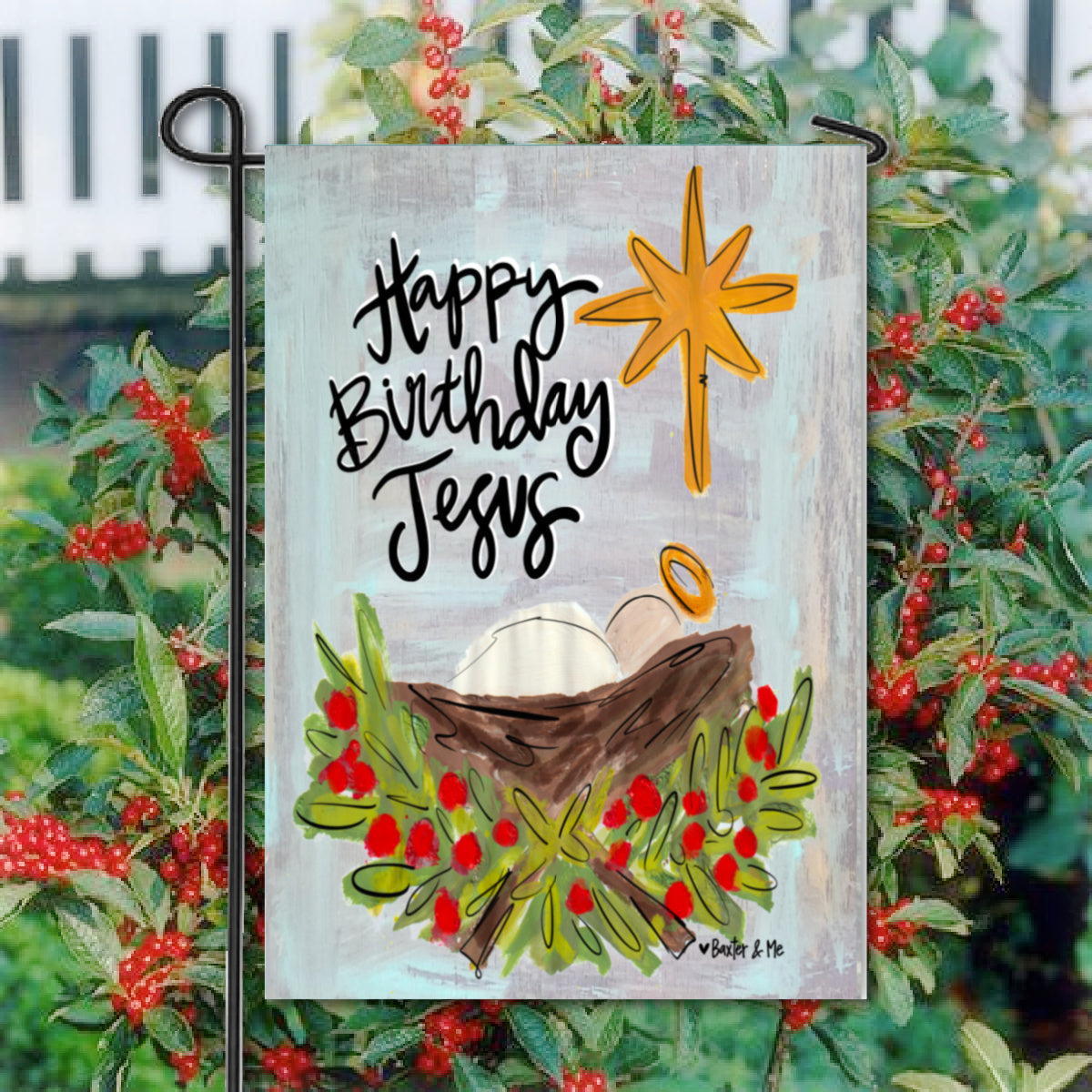 Happy Birthday Jesus Garden Flag