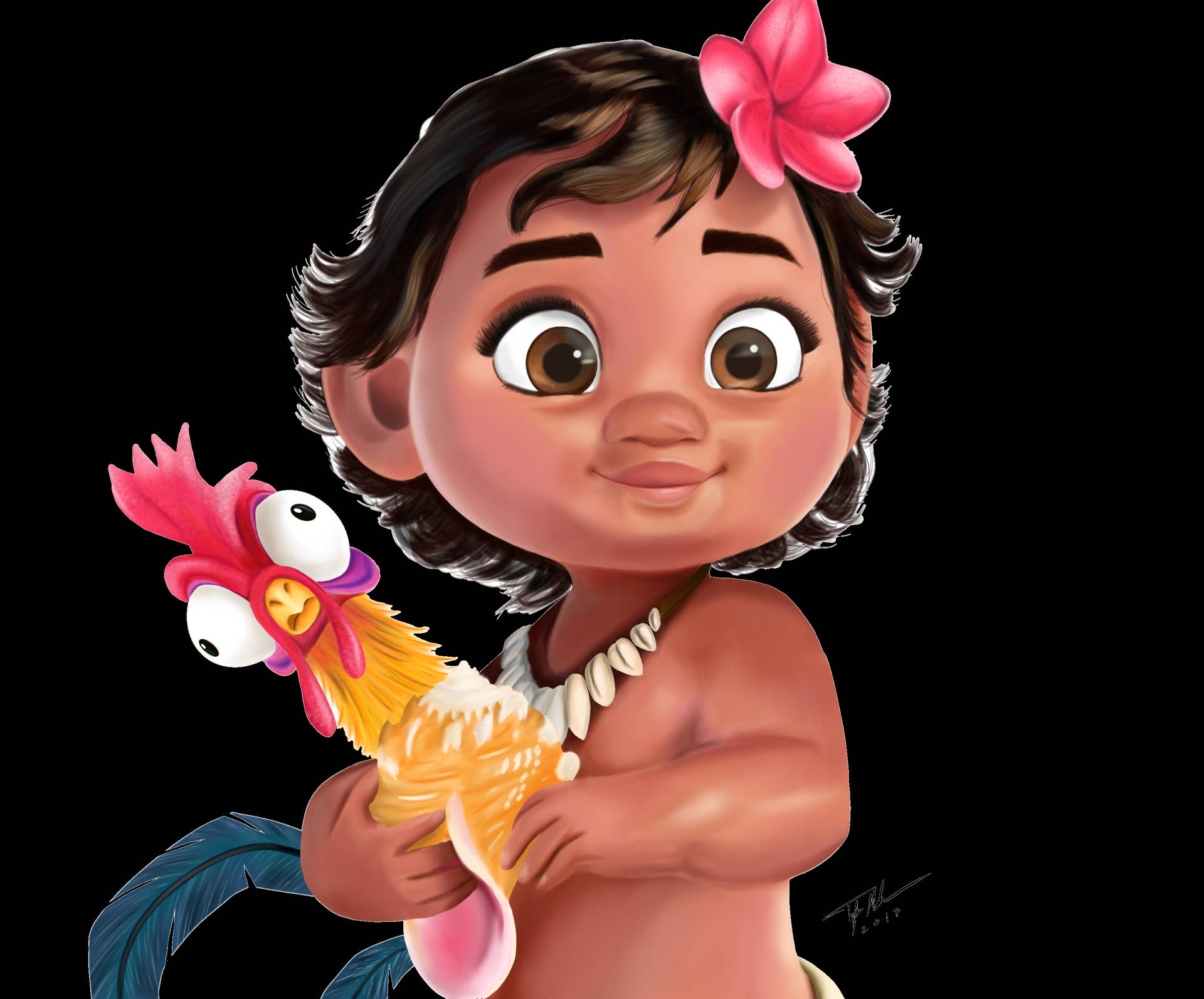 Download Baby Moana And Hei Hei Wallpaper