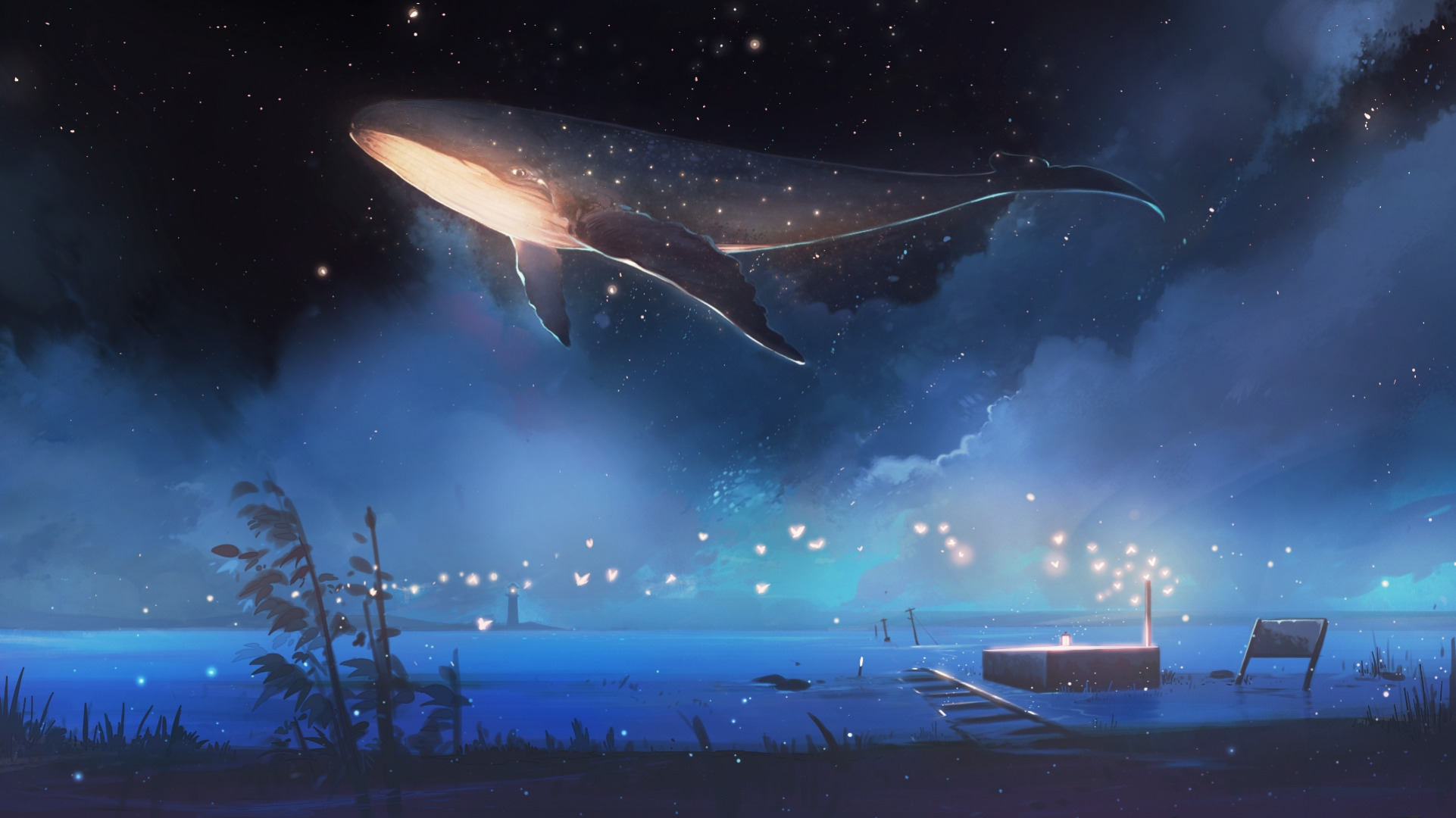 HD desktop wallpaper: Anime, Fantasy, Animal, Whale download free picture