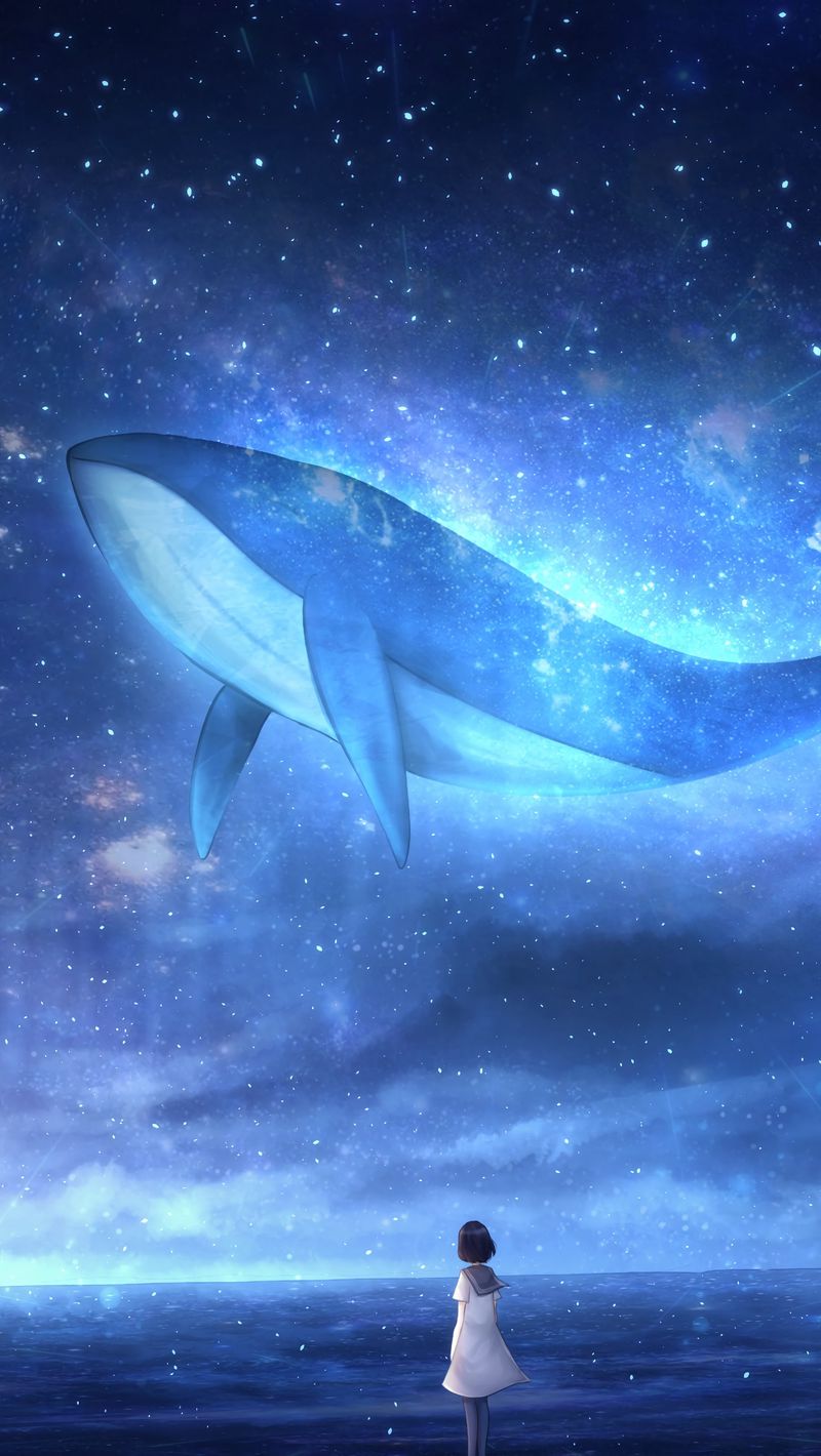Download Wallpaper 800x1420 Whale, Girl, Art Iphone Se 5s 5c 5 For Parallax HD Background
