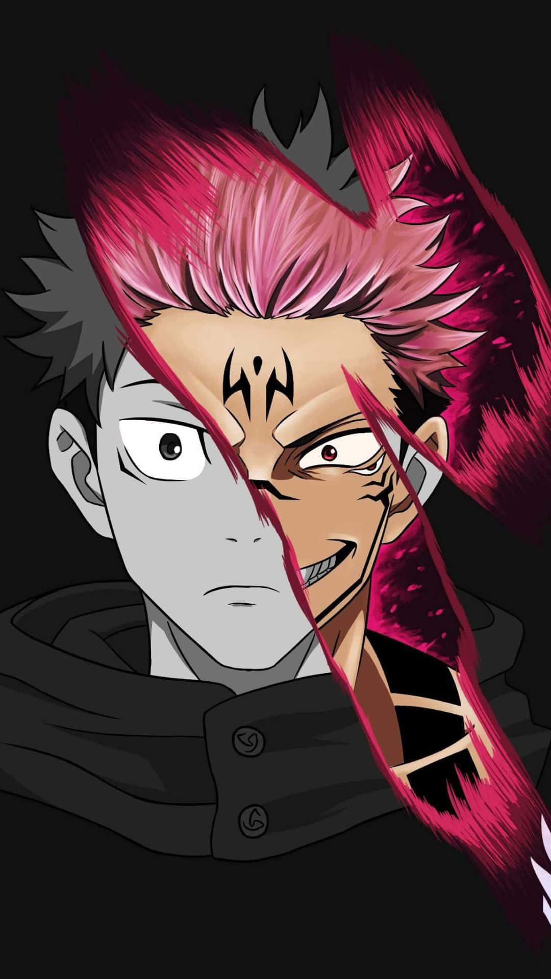 Download A Character With Pink Hair And A Black Background Wallpaper