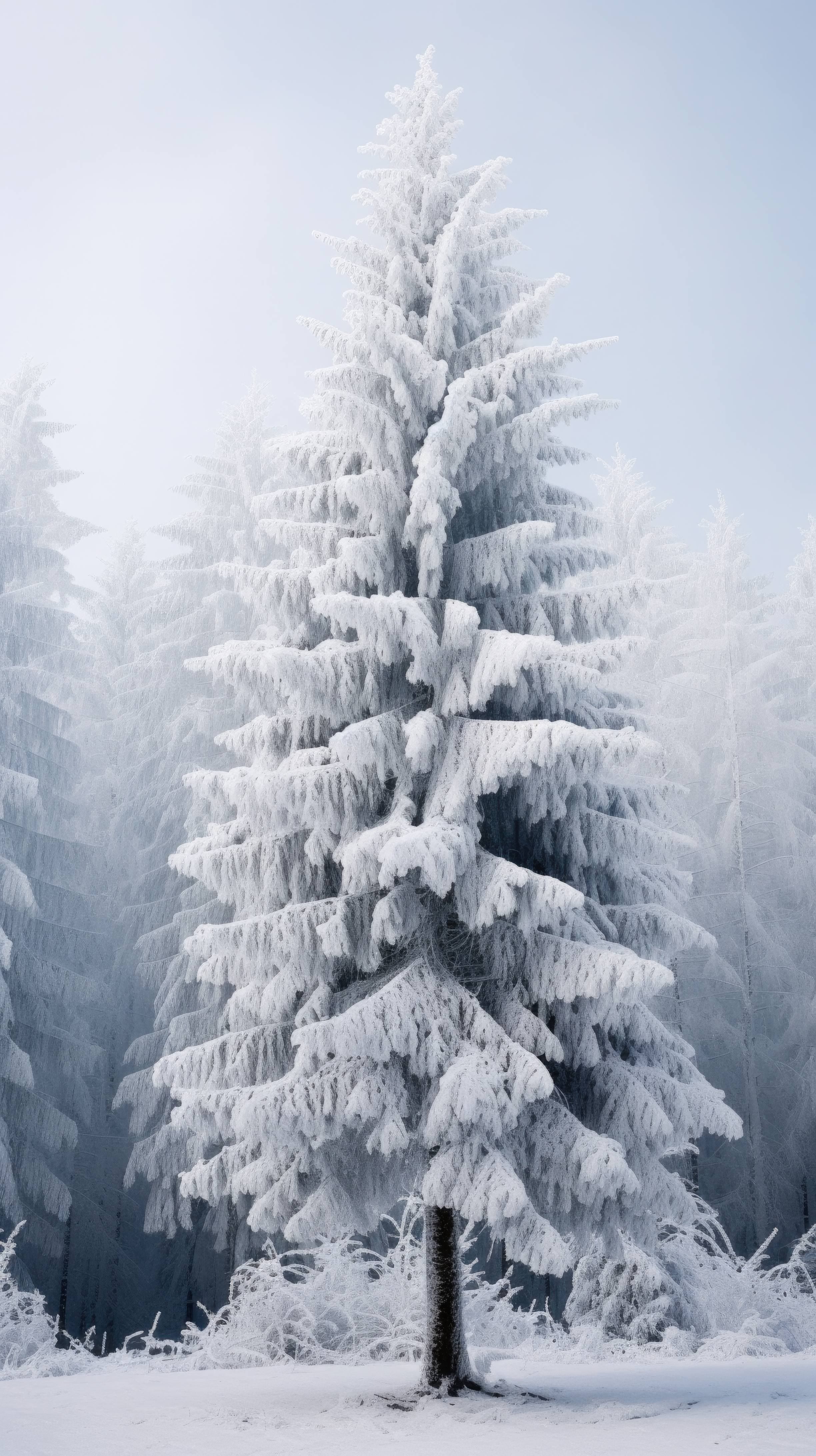 Free AI art image of snowy pine trees
