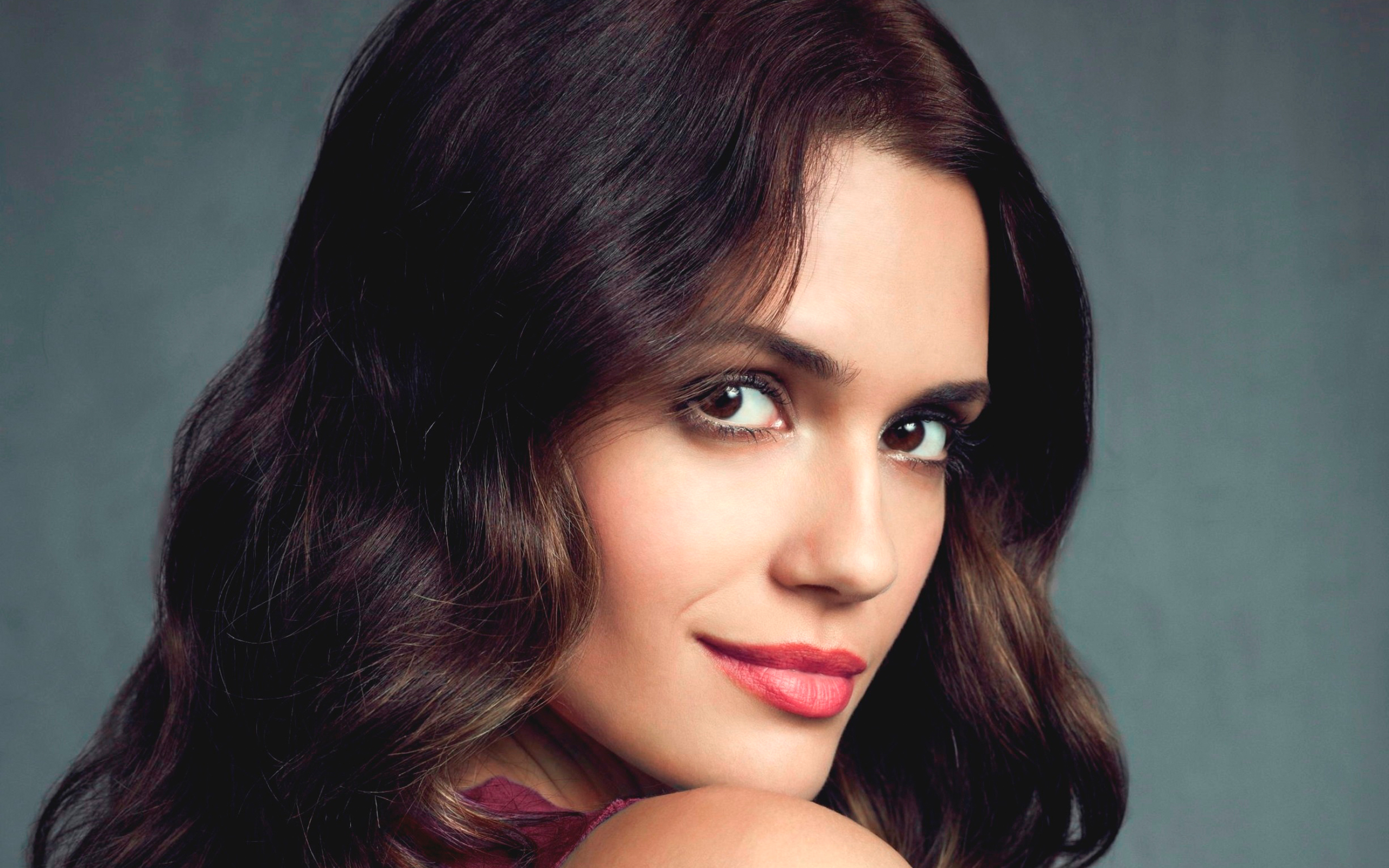 Download wallpaper Torrey DeVitto, american actress, portrait, beautiful woman, brunette, brown eyes for desktop with resolution 2560x1600. High Quality HD picture wallpaper
