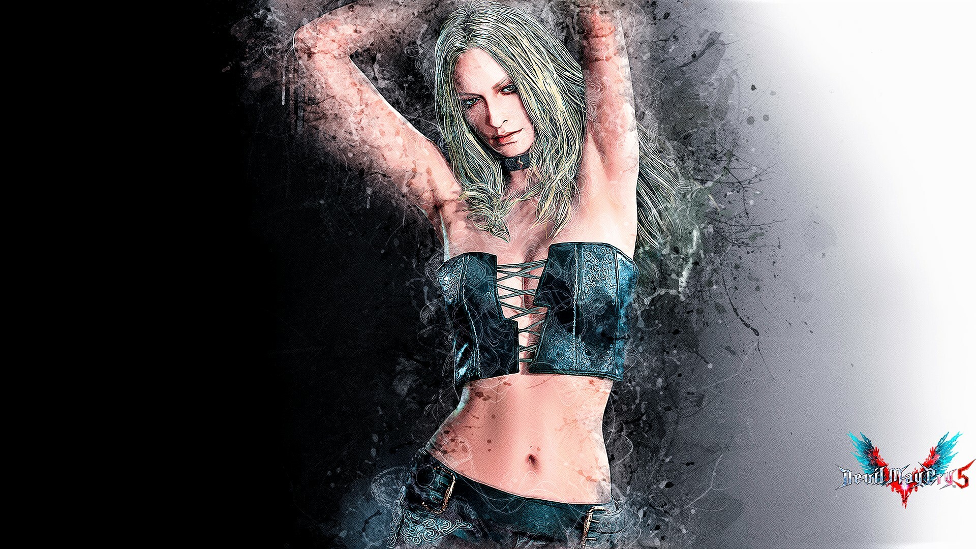 Devil May Cry 5 Trish and Lady in Brush ink filter