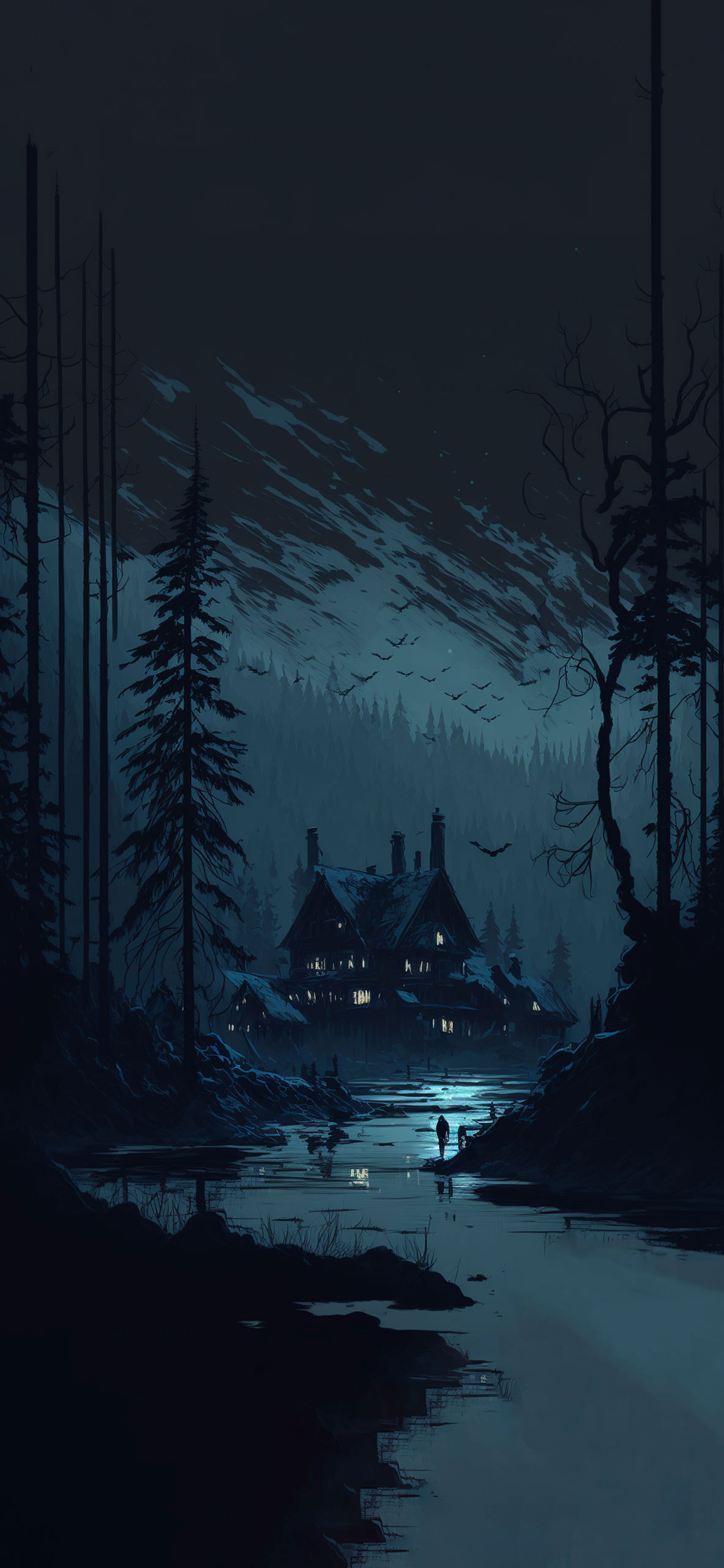 Mansion in the Forest Dark Aesthetic Wallpaper