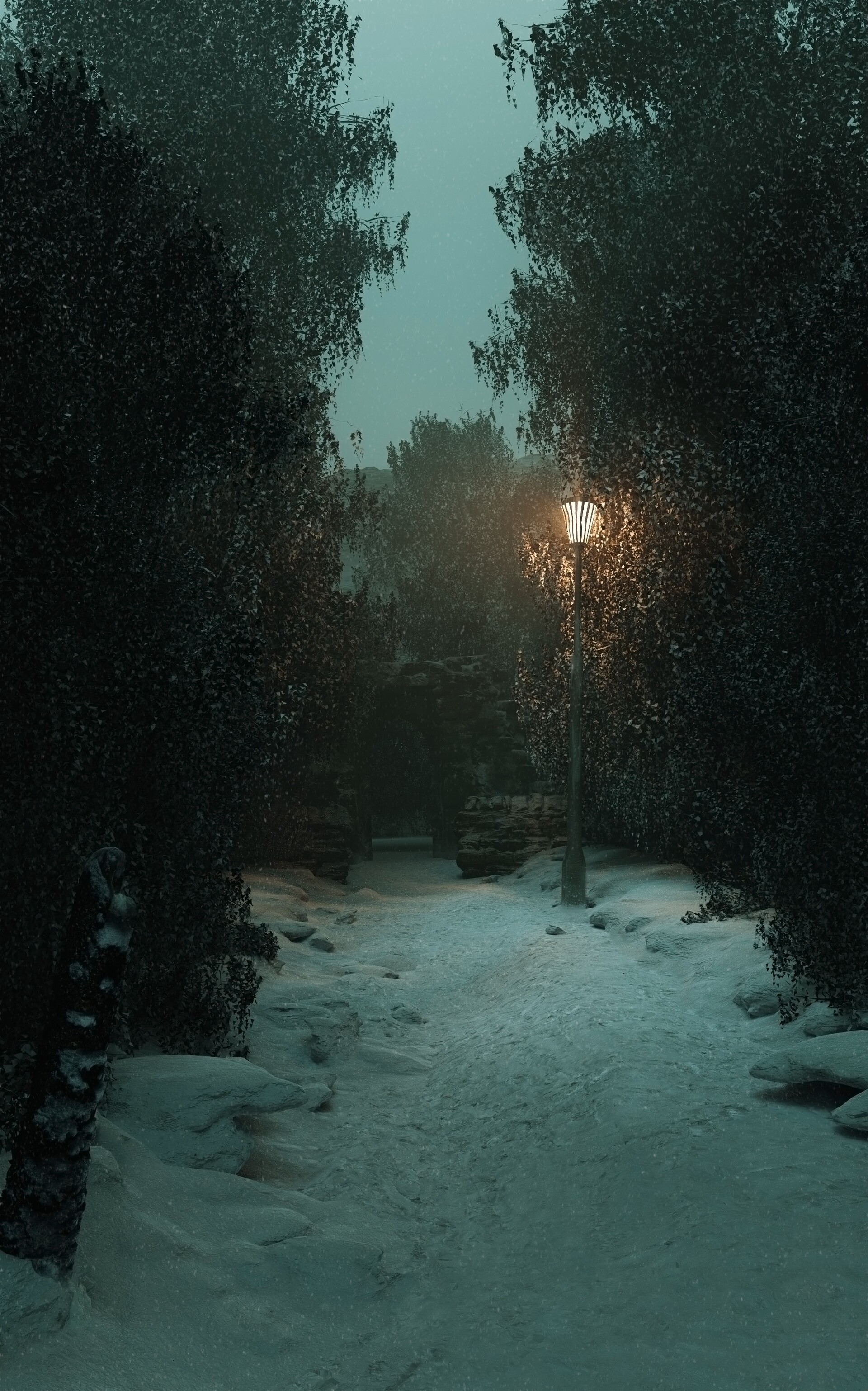Frostbound Depths: Envisioning a Dark Winter World