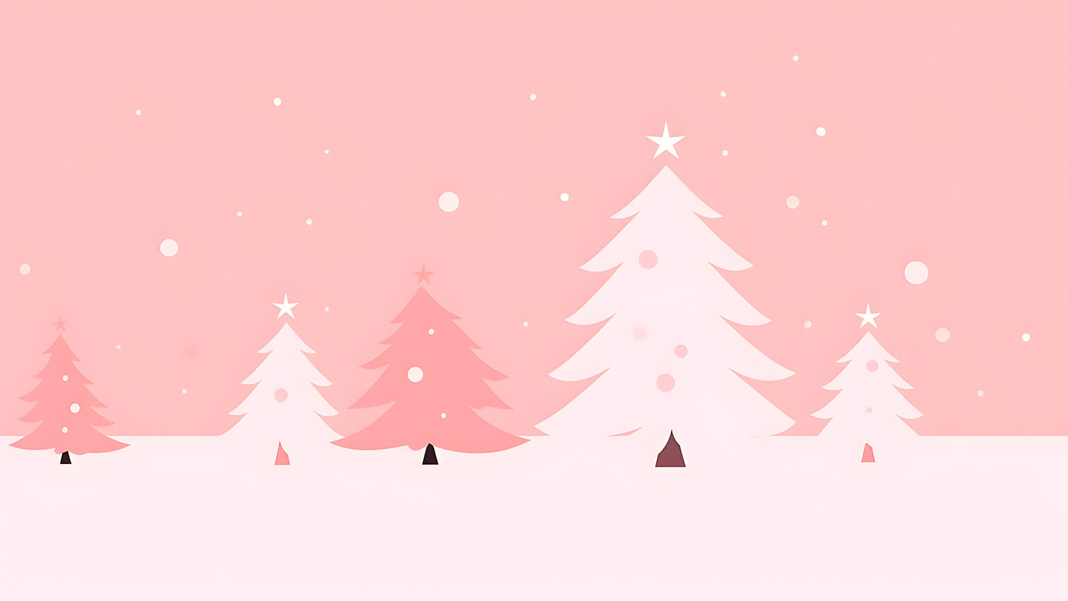 Christmas Trees White Pink Minimalist Desktop Wallpaper Free 4k