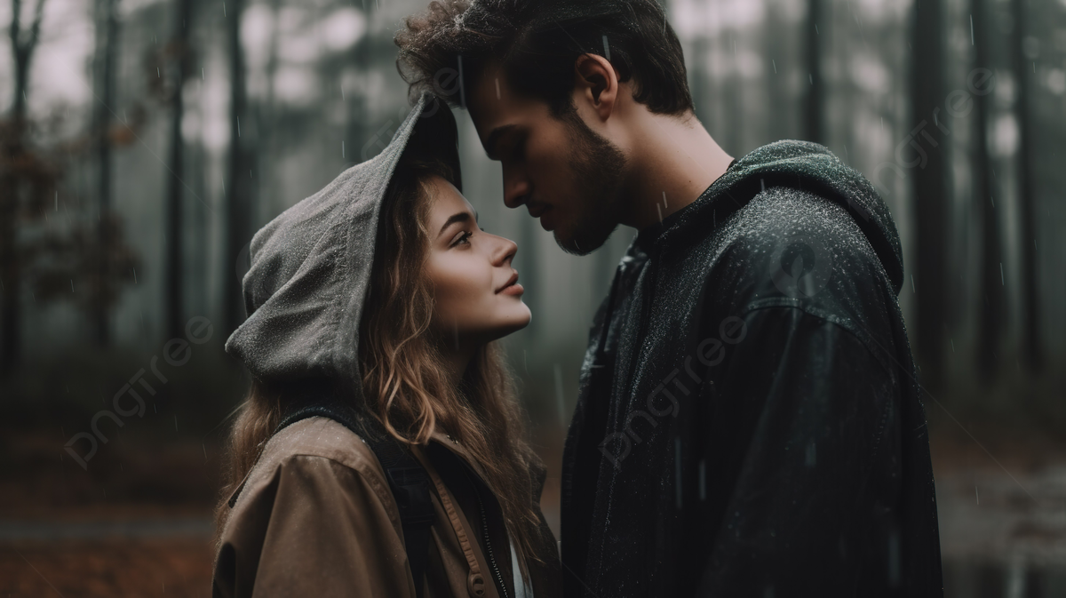 Beautiful Couples On A Nature Background In The Rain, Cute Aesthetic Couple Picture, Aesthetic, Aesthetic Background Background Image And Wallpaper for Free Download