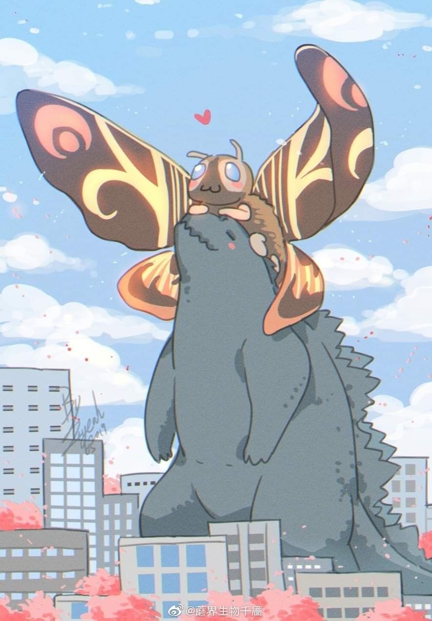 Cute Godzilla and Mothra. Arte com tema de dinossauro, Monstros lendários, Wallpaper bonitos