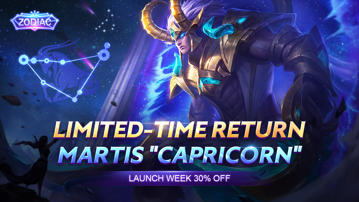 Mobile Legends: Bang Bang Capricorn Will Return For A Limited Time From Dec. 22 To Jan. 19, With A First Week 30% OFF Offer! Don't Miss Out! #MobileLegendsBangBang
