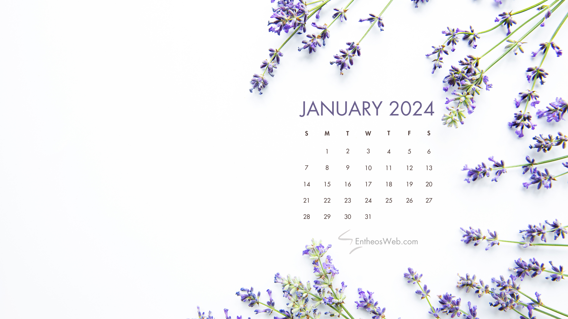 January 2024 Calendar Desktop Wallpaper