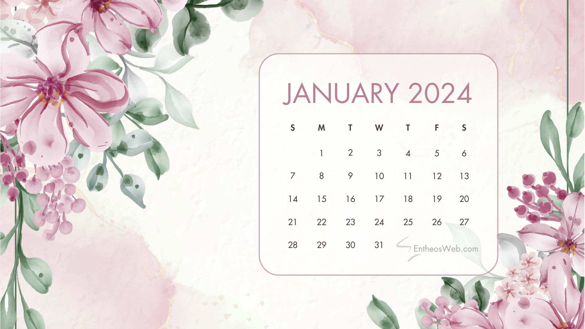 January 2024 Calendar Desktop Wallpaper