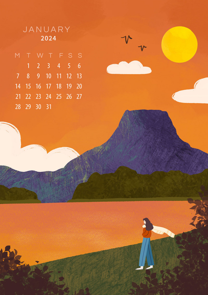 January 2024 Calendar Wallpapers Wallpaper Cave