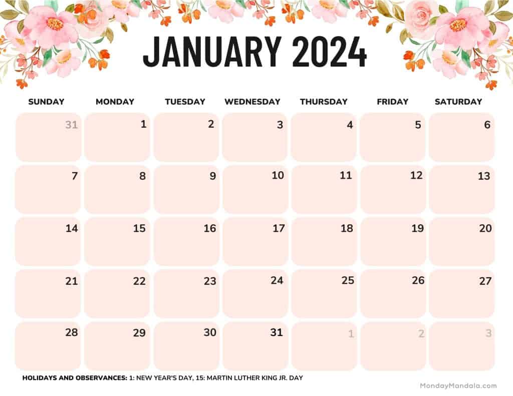 January 2024 Calendars (Free PDF Printables)