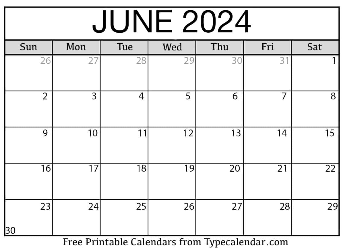 Free Printable June 2024 Calendars