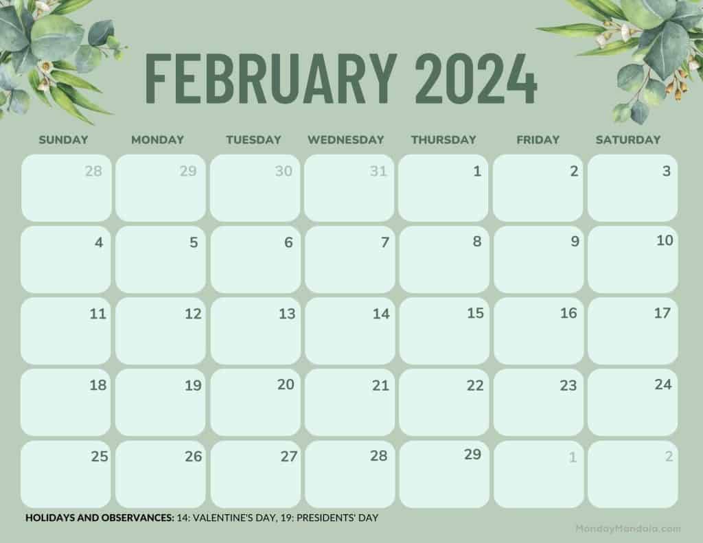 February 2024 Calendars (Free PDF Printables)