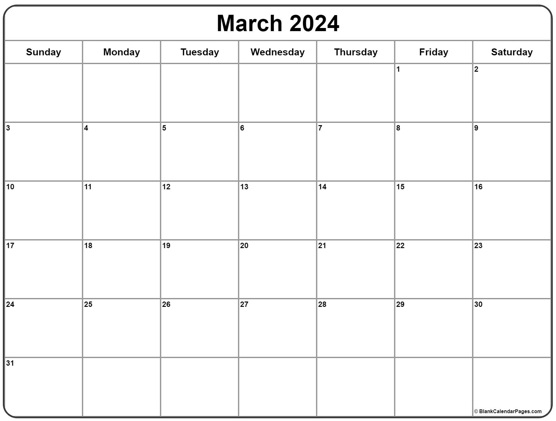March 2024 calendar. free printable calendar
