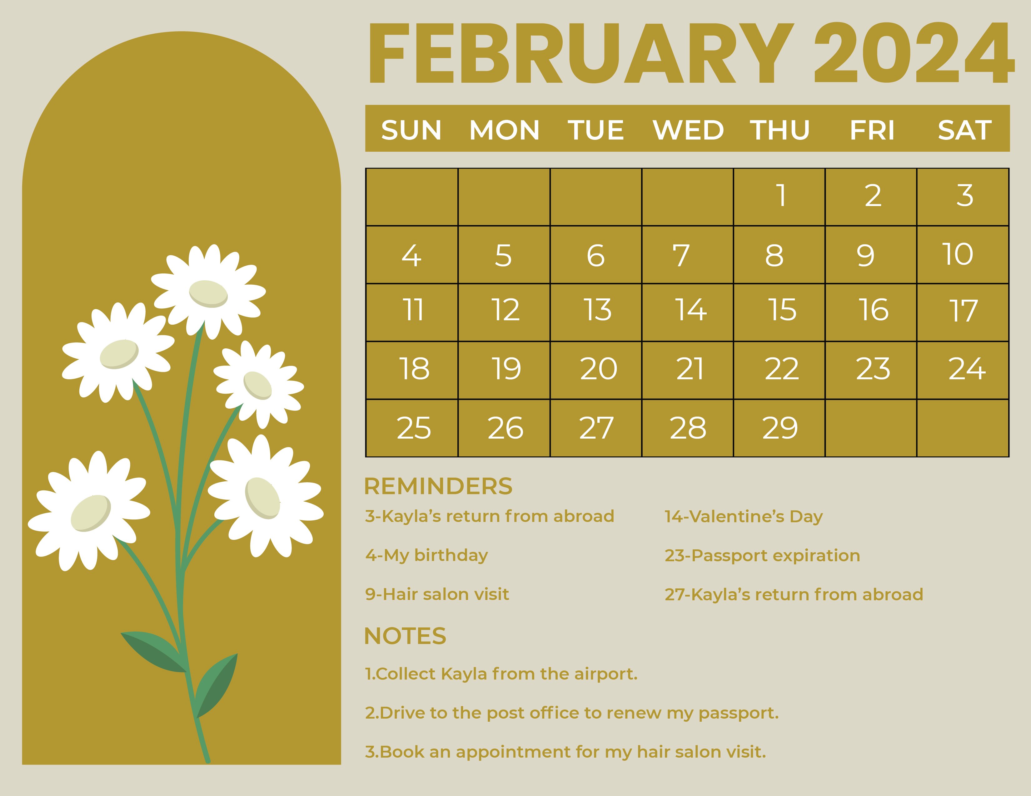 Free Printable February 2024 Calendar in Word, Illustrator, EPS, SVG, JPG