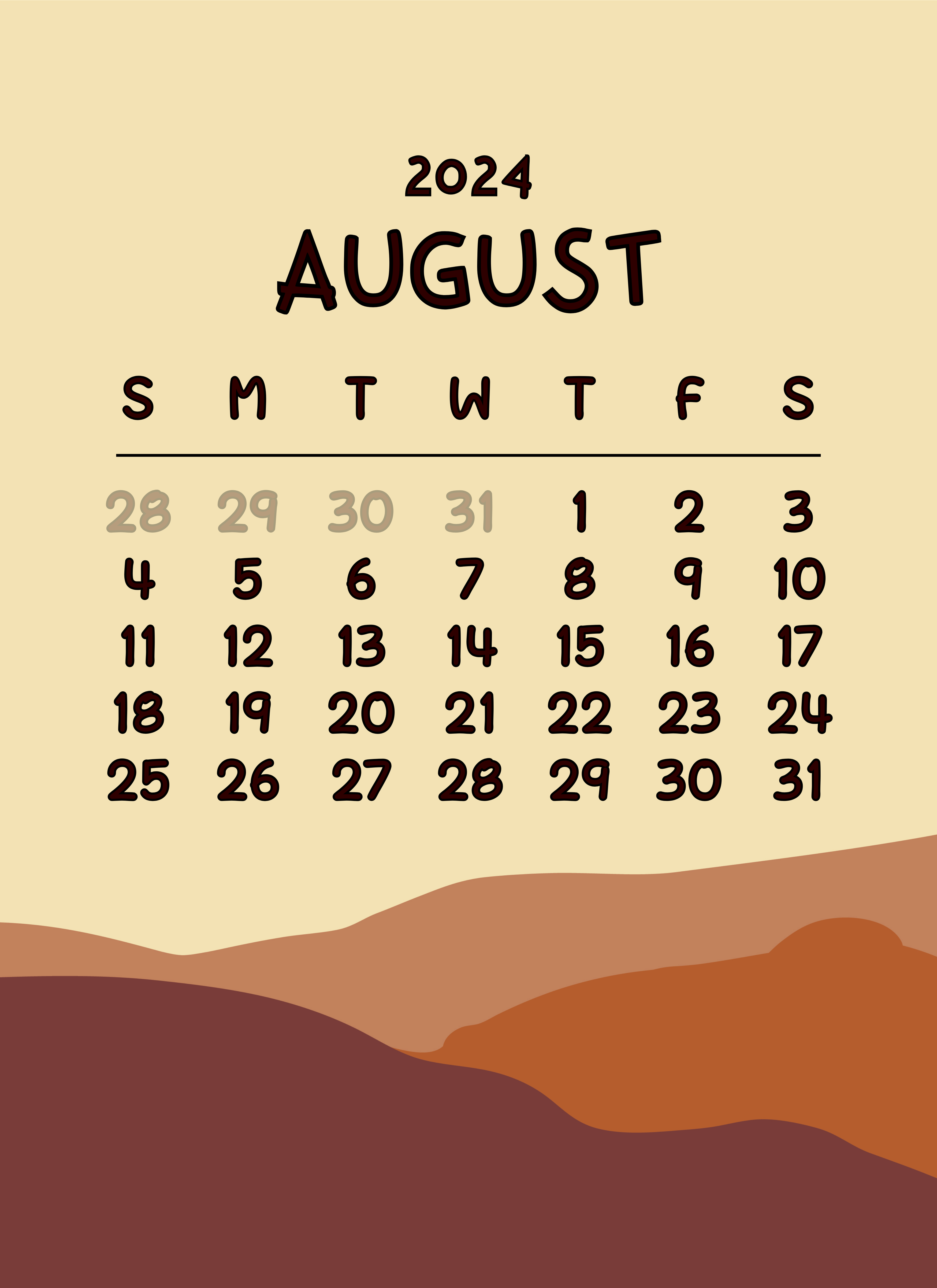 August 2024 Calendar Wallpapers Wallpaper Cave