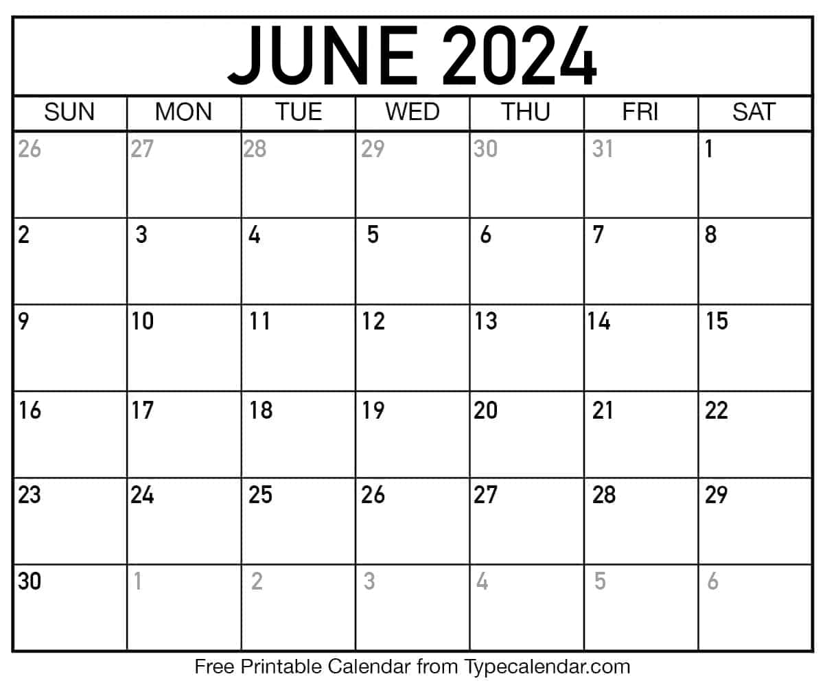 Free Printable June 2024 Calendars