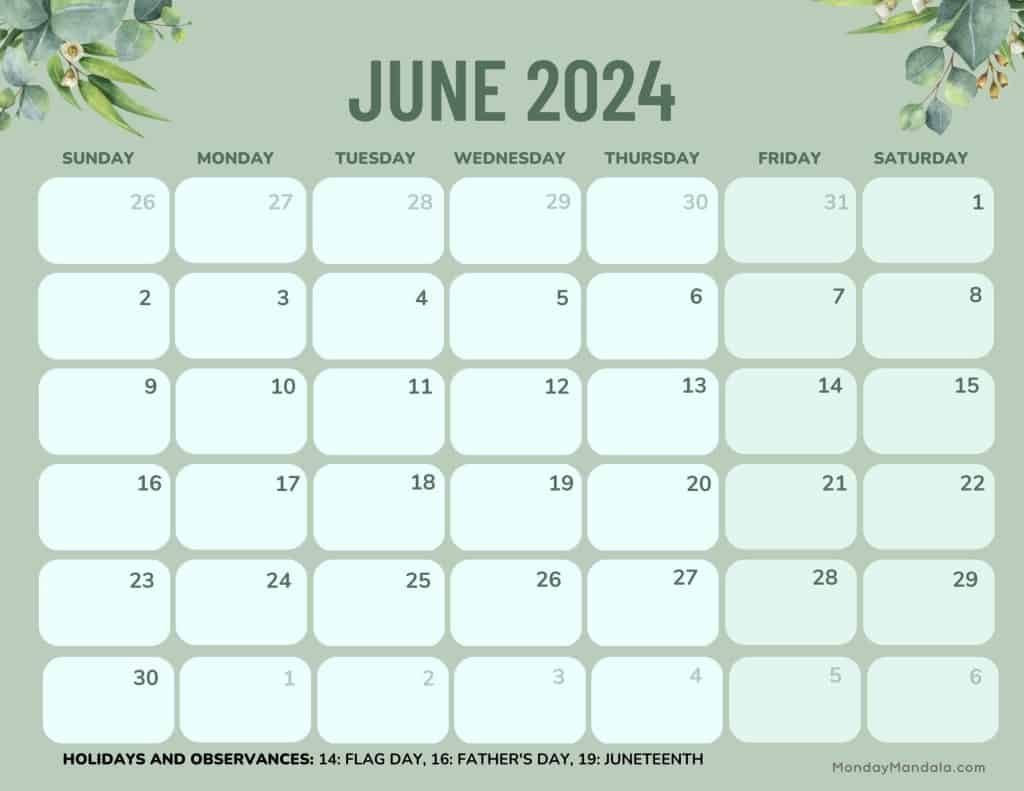 June 2024 Calendars (52 Free PDF Printables)