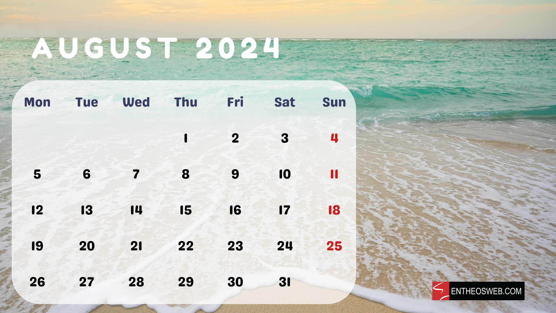 Beaches 2024 Calendar