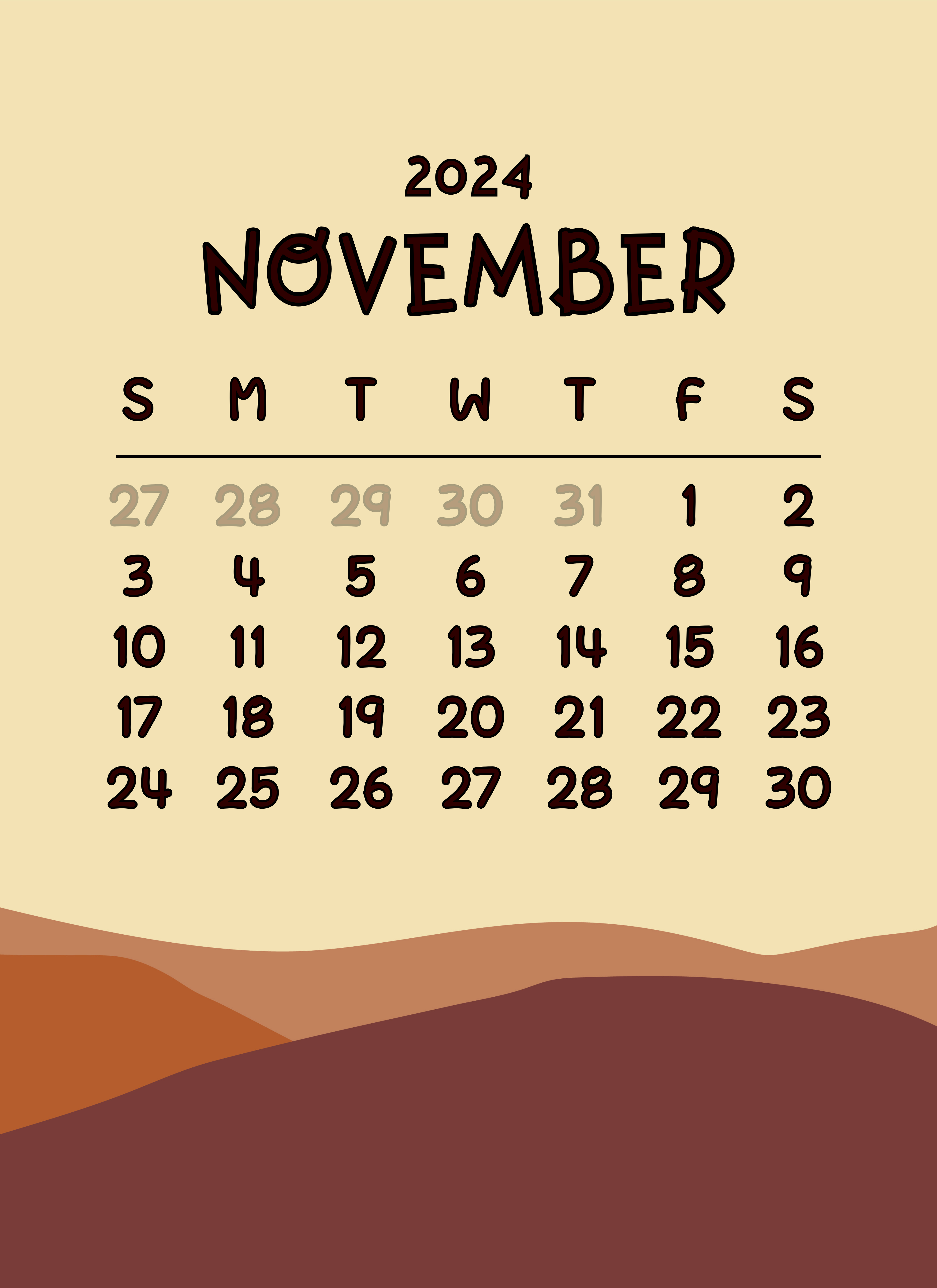 Monthly Calendar 2024, November Calendar 2024, November 2024, Calendar 2024, digital Calendar. Digital calendar, November calendar, Calendar