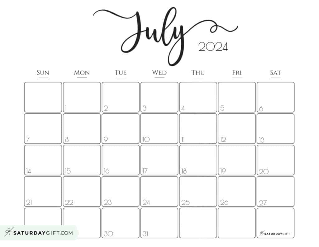 July 2024 Calendar Cute & FREE Printables
