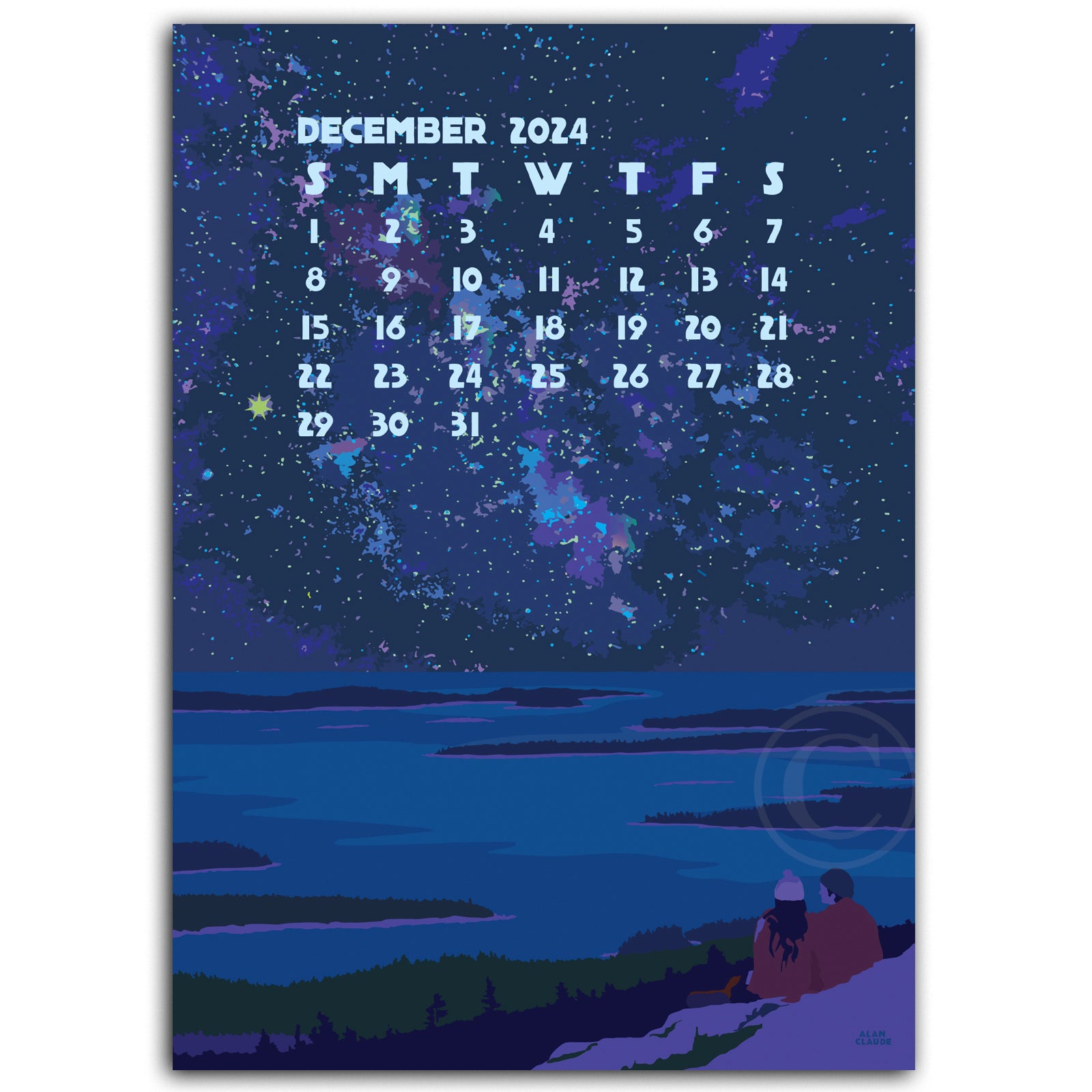 2024 Art Desk Calendar 5x7 poster style of Maine and New England Claude Gallery