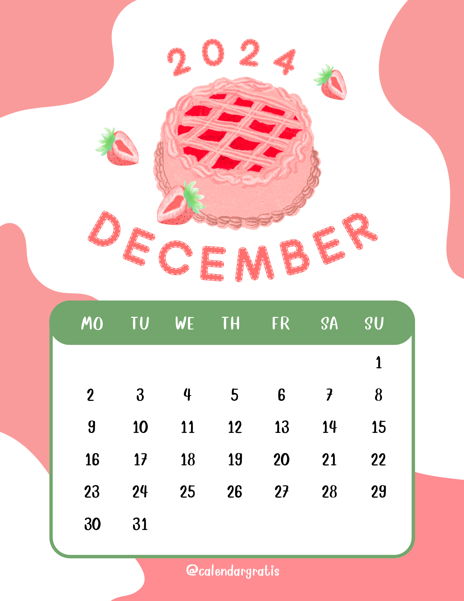 Kids Calendar 2024 Printable January to December 2024